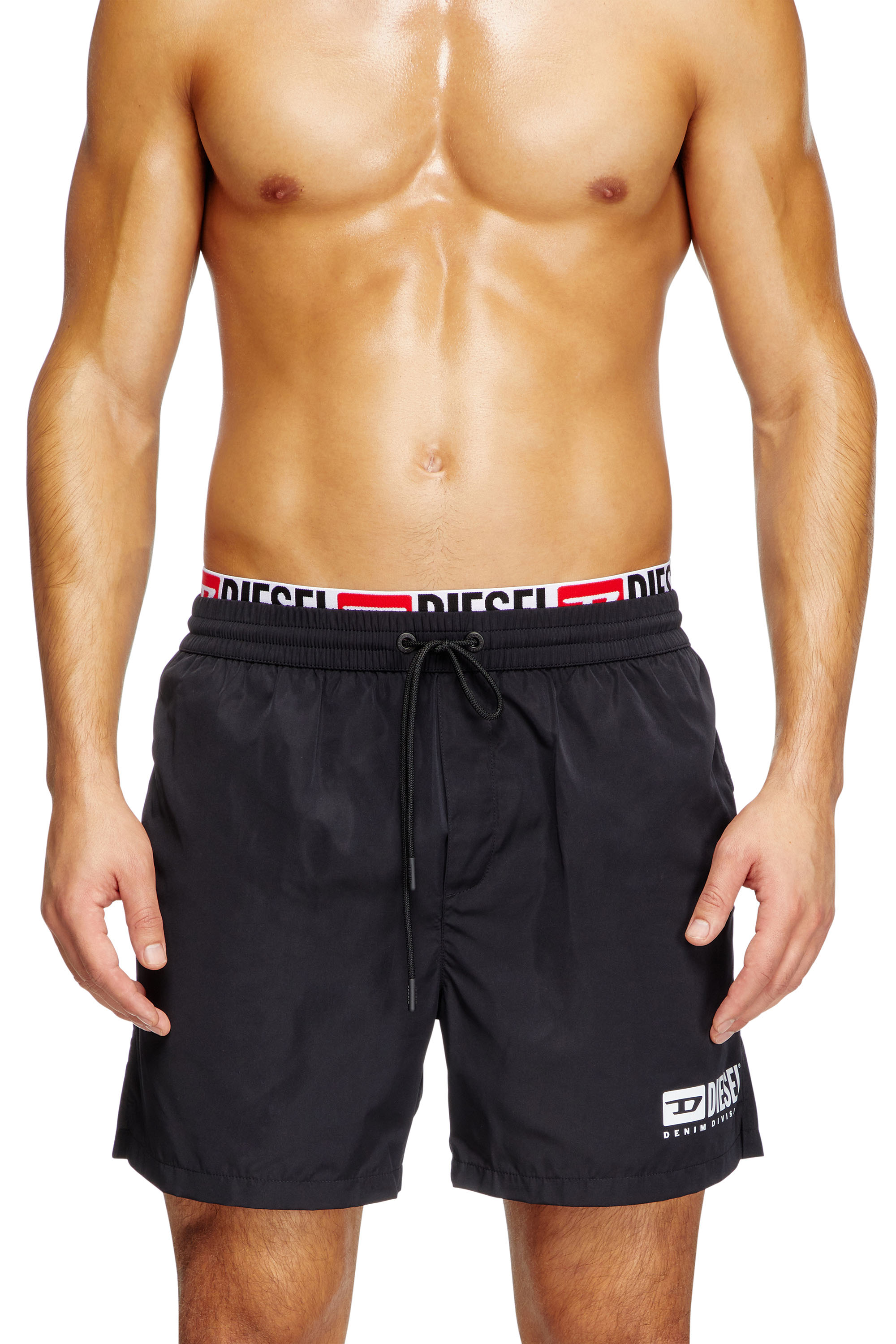 Diesel - VISPER-41-D-CORE, Shorts de baño de longitud media con estampado del logotipo Hombre in Negro - 1