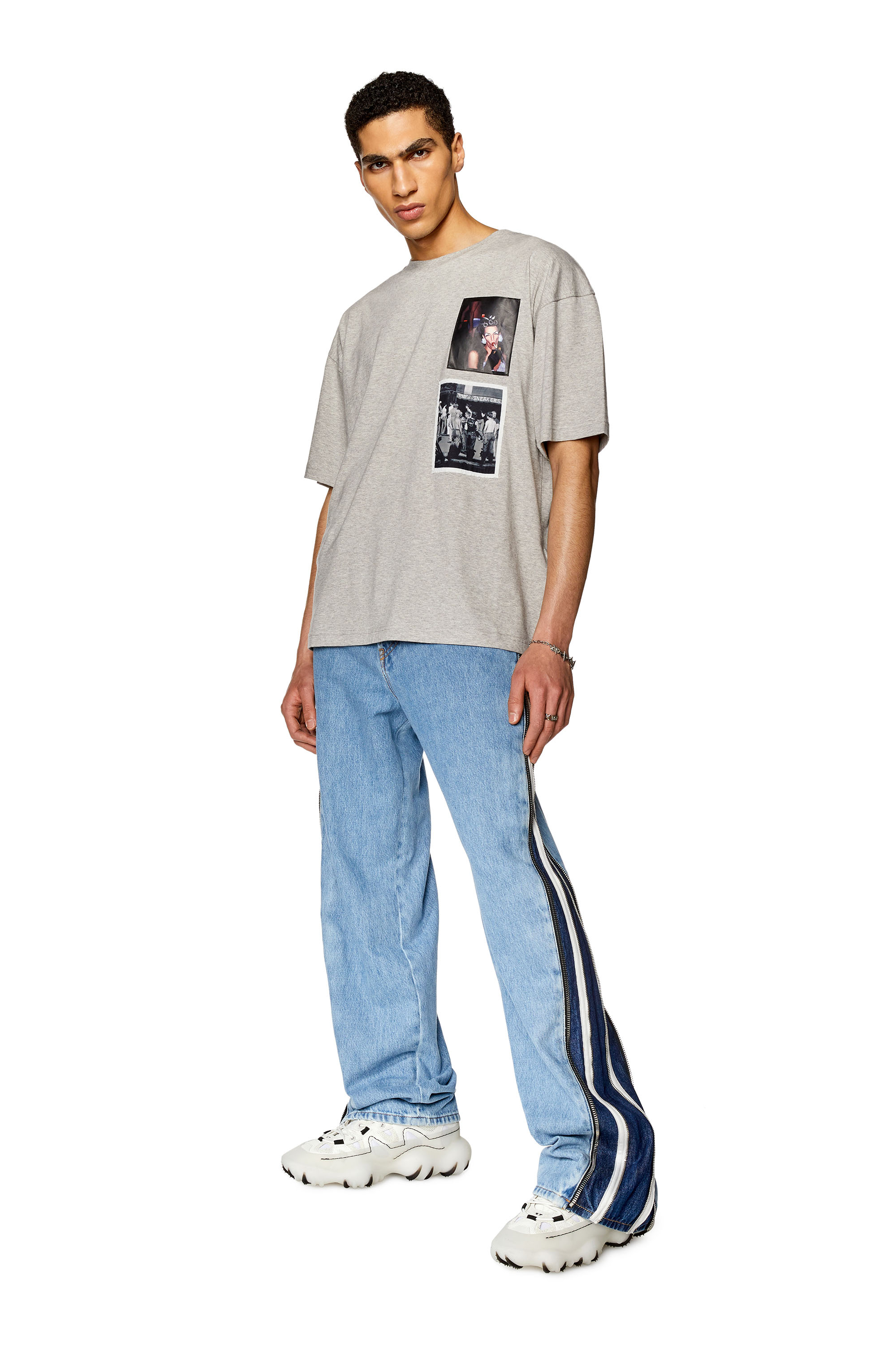 Diesel - PR-T-NLABEL-23, Unisex's Boxy T-shirt with multiple patches in Light Grey - 1