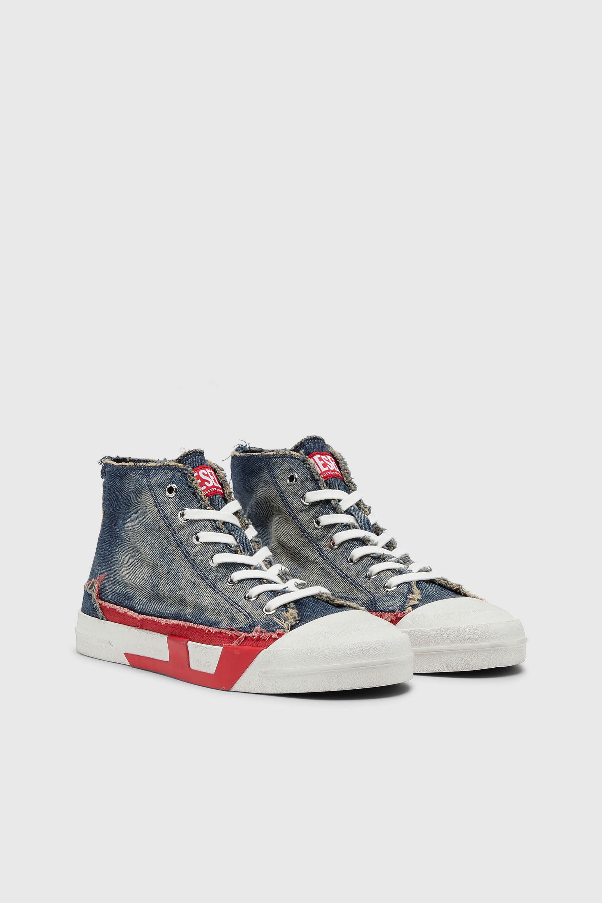 Diesel - S-D-VERSE MID II, D-Verse-Baskets montantes en denim avec logo D Homme in Bleu - 2