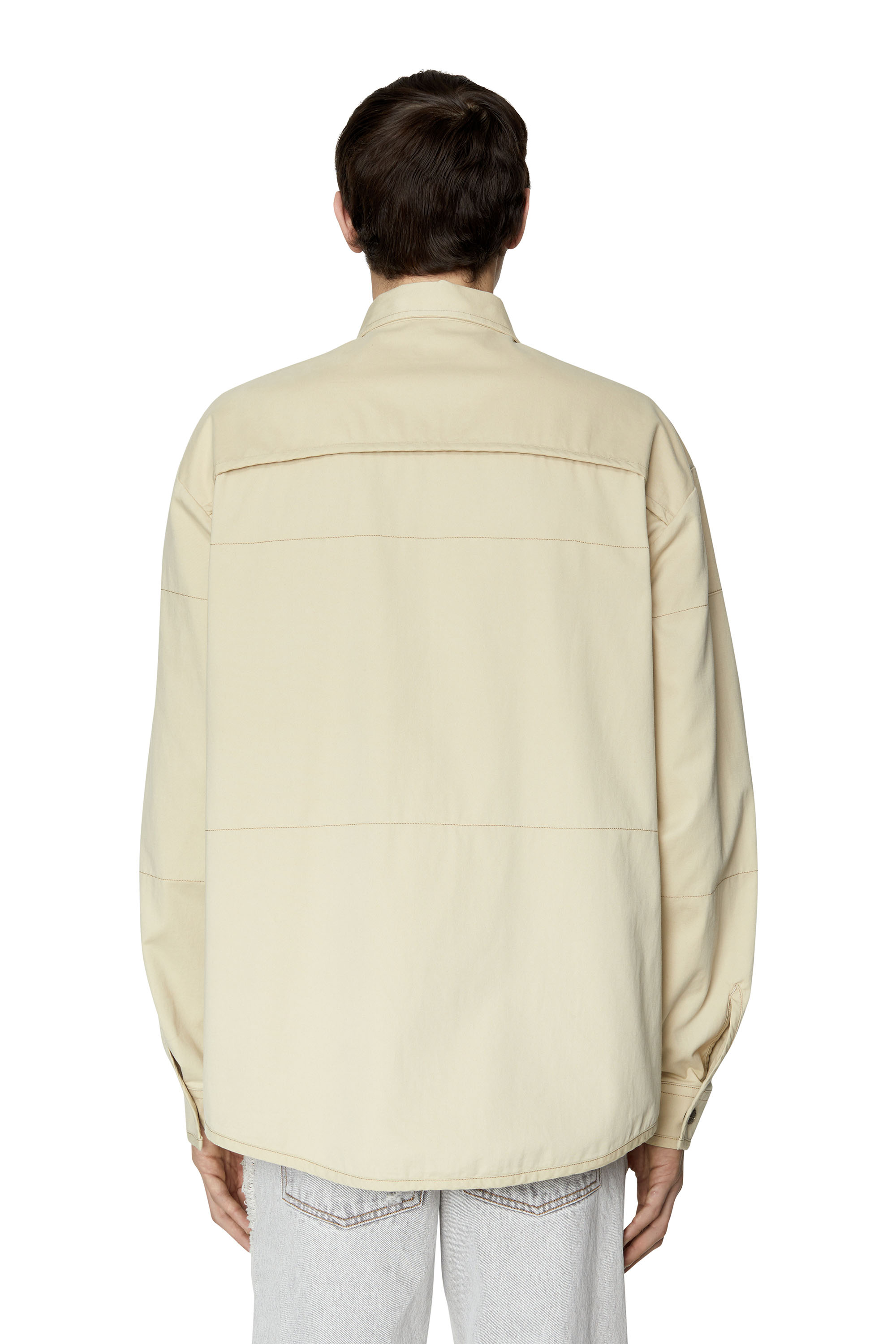 Diesel - S-DOVES, Man's Shirt jacket in peached twill in Beige - 5