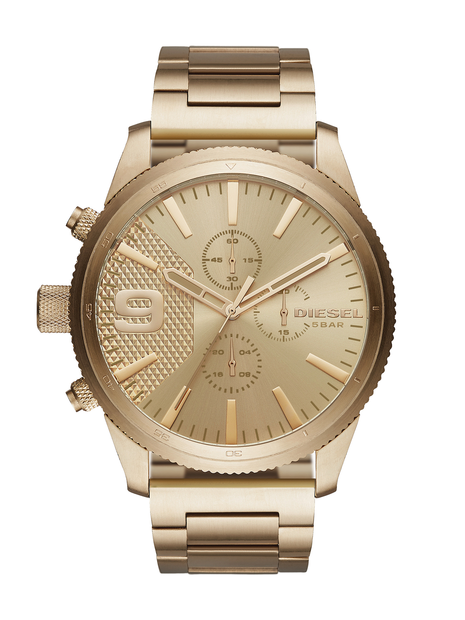 Gold-tone watch with single-link strap