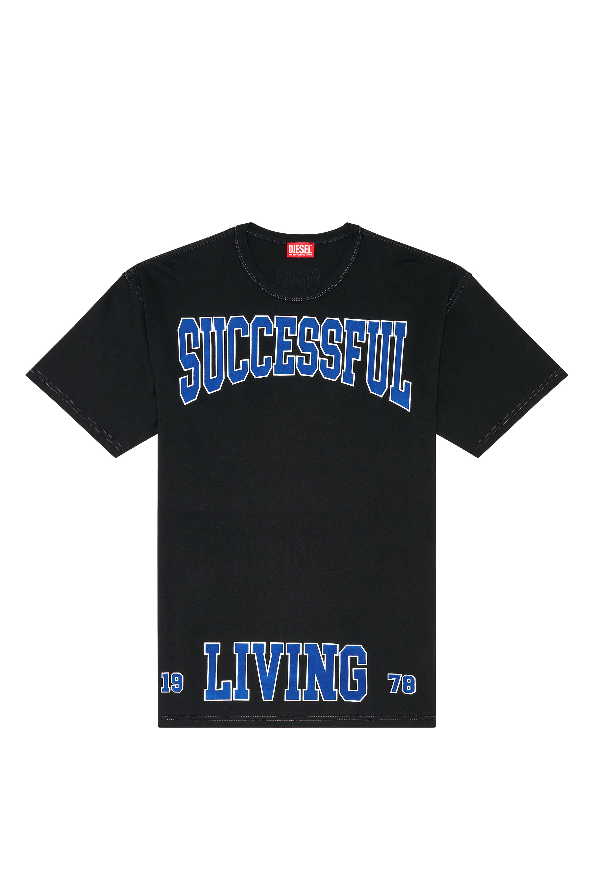 Diesel - T-BOXT-N9, T-shirt &agrave; logo style universitaire en coton bio Homme in Noir - 2