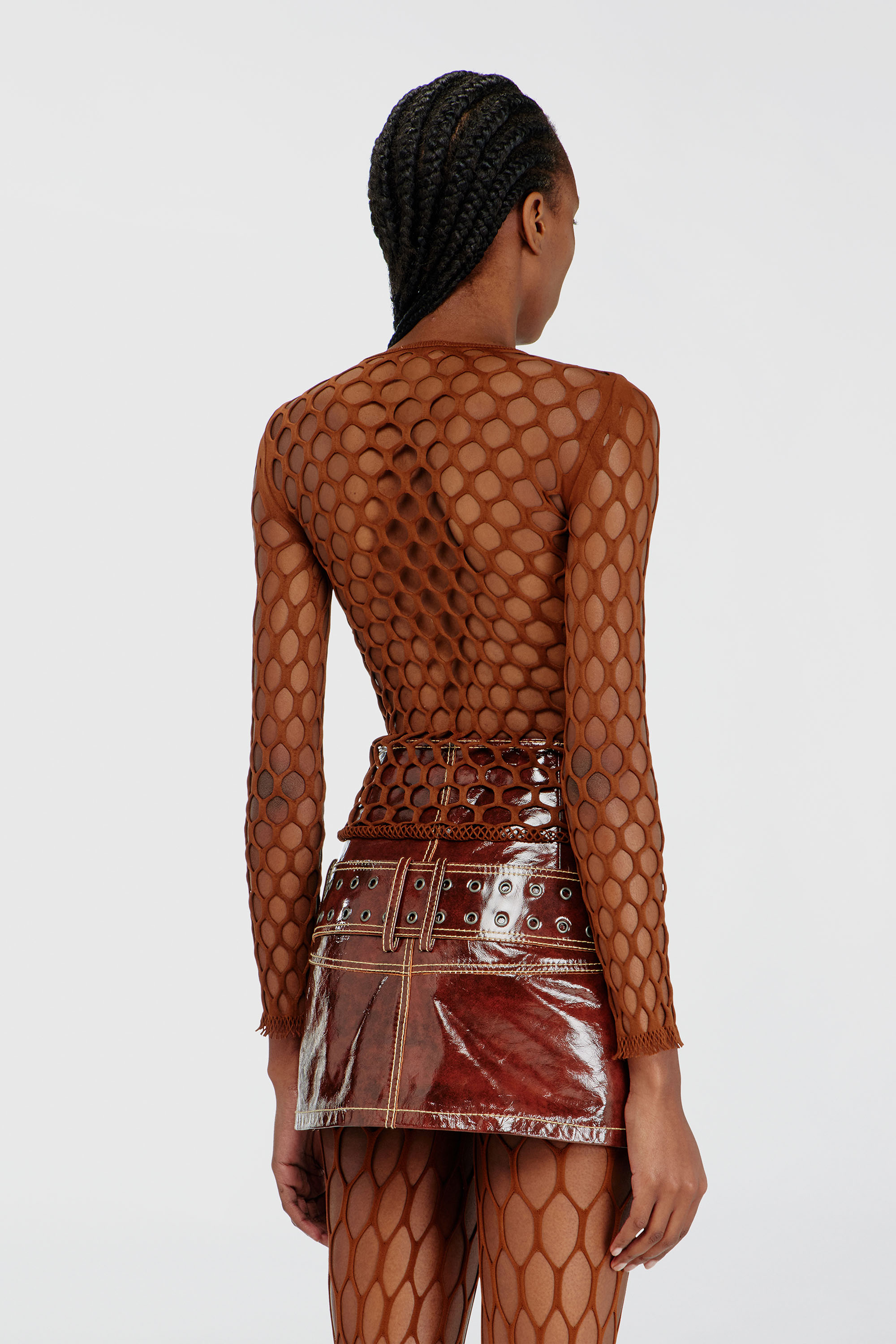 Diesel - M-ZANDA, Female's Stretchy mesh-knit top in Brown - 4