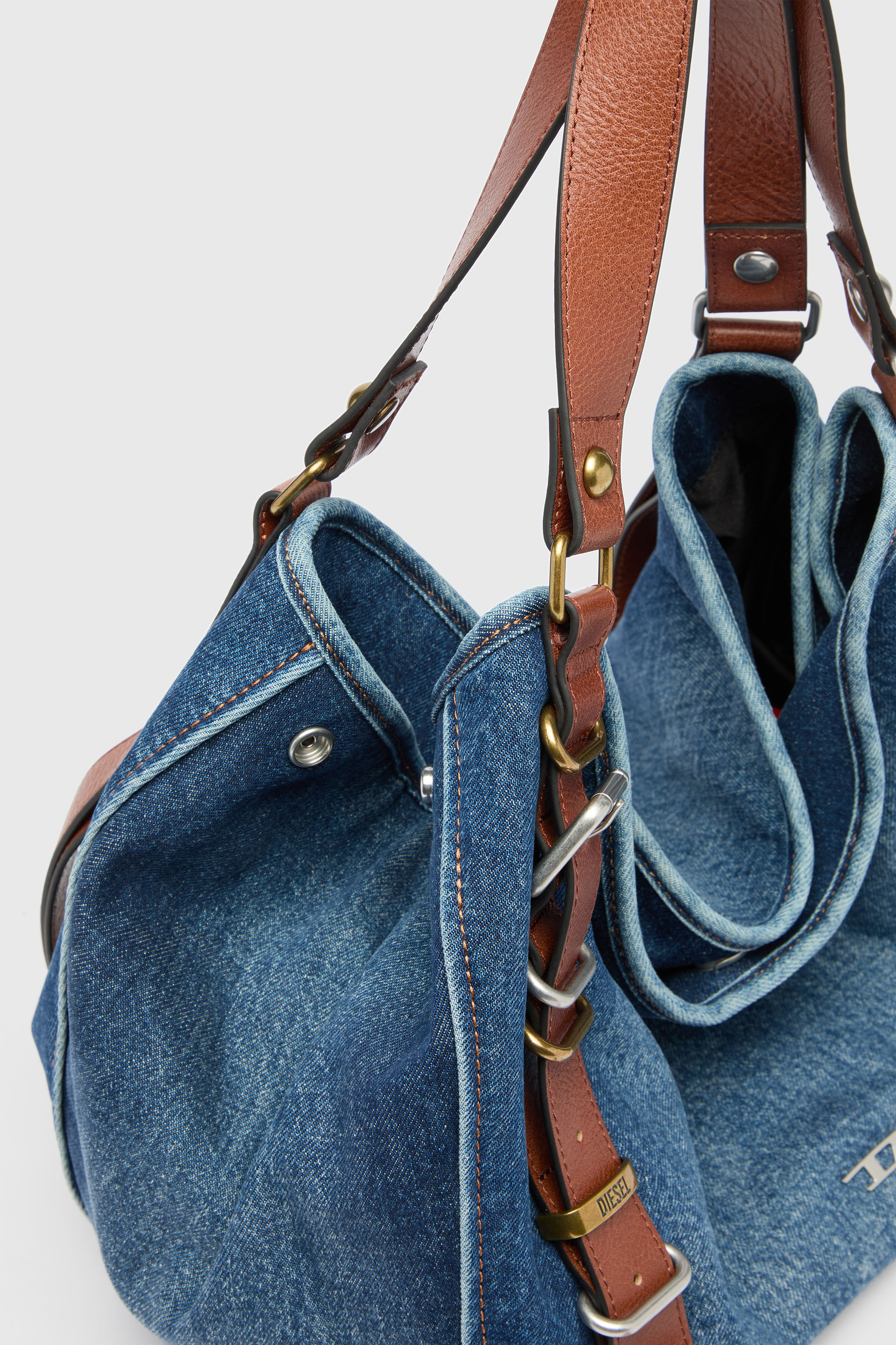 Diesel - D-ONE TOPHANDLE M, D-One-Medium sac &agrave; poign&eacute;e sup&eacute;rieure en denim et cuir Femme in ToBeDefined - 5