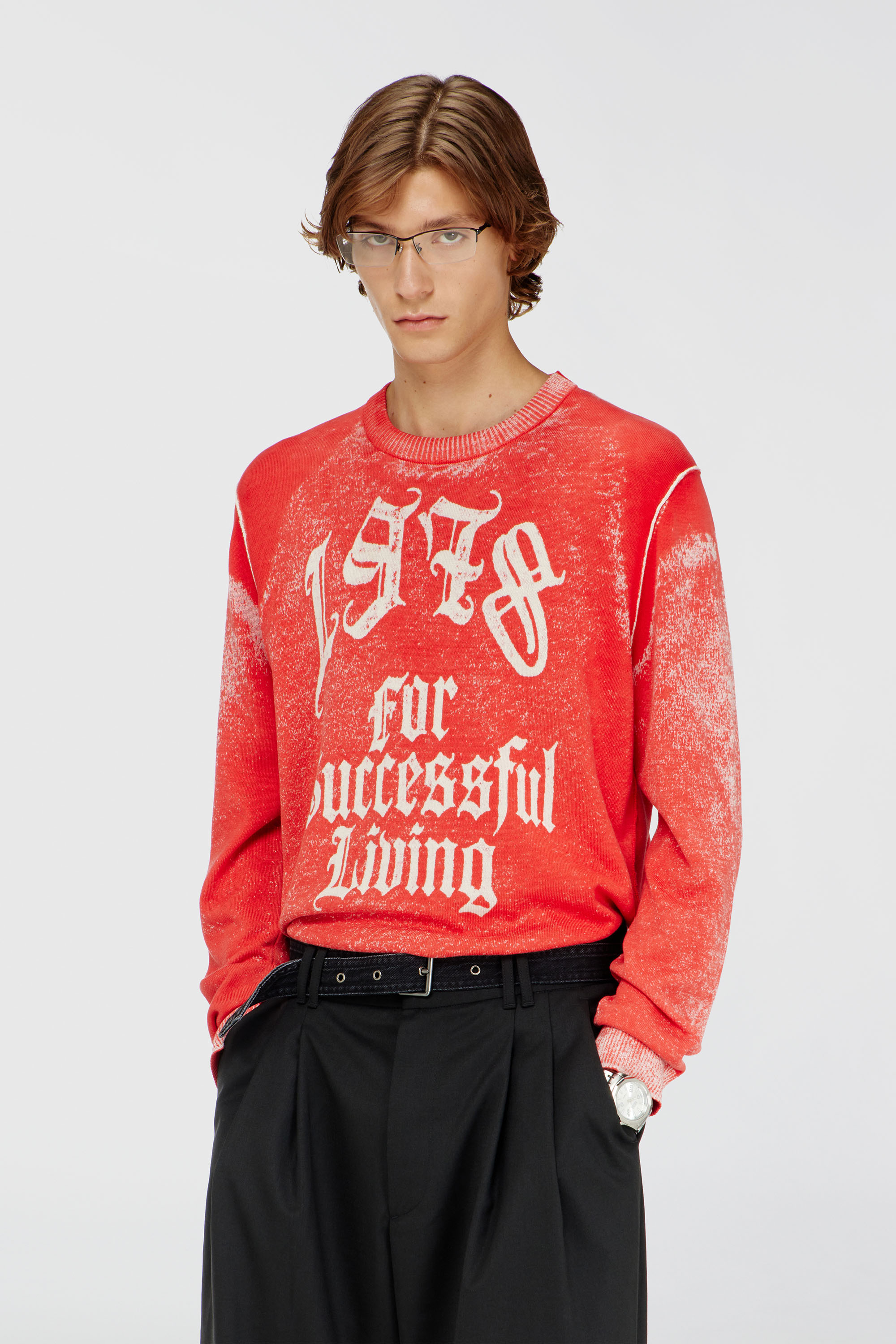 Diesel - K-LAUTI-A, Male's Jumper with reverse print in Red - 3