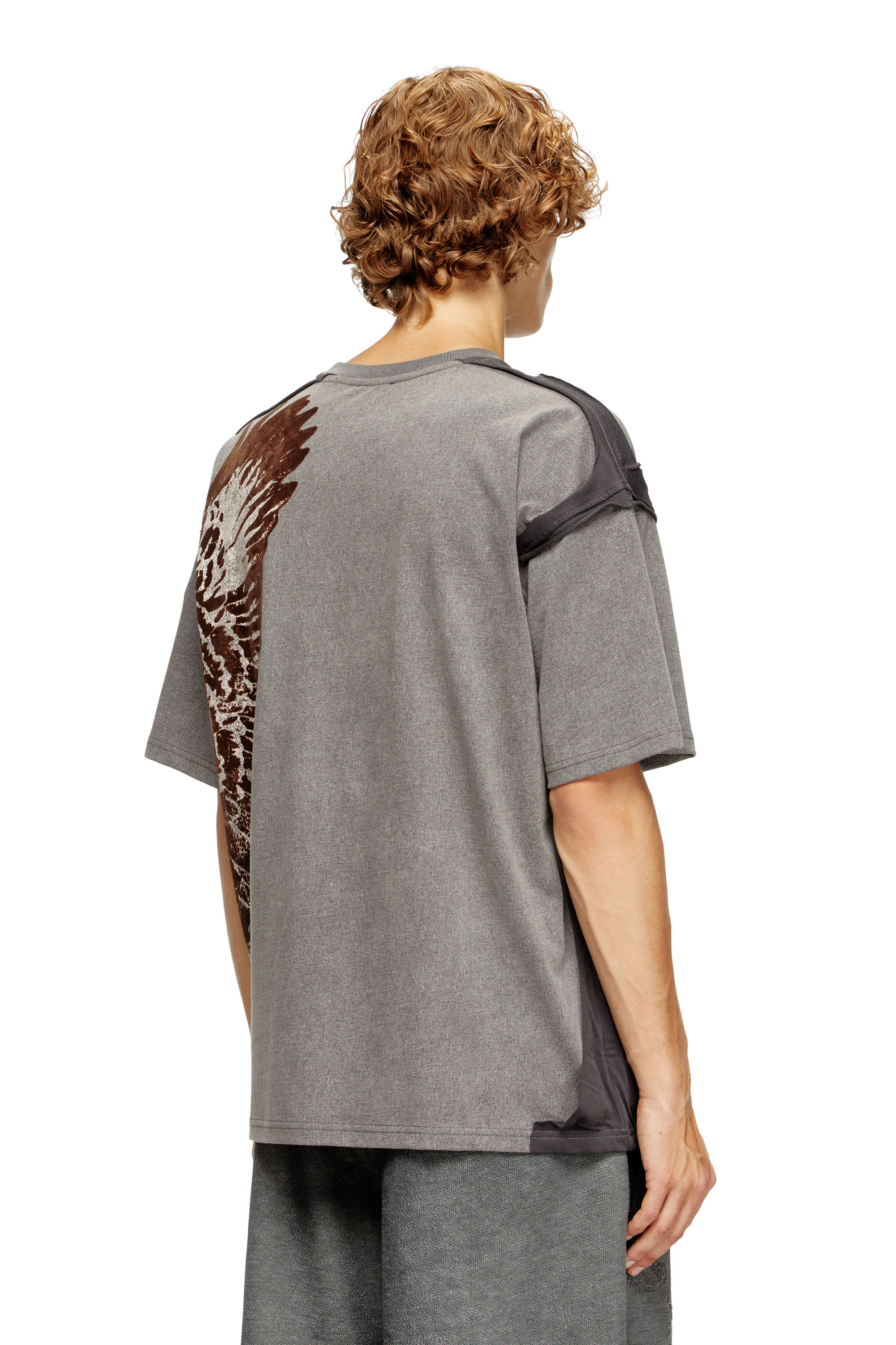 Diesel - T-BOXT-PEELOFF, Male's Peel-off T-shirt with eagle print in Grey - 4