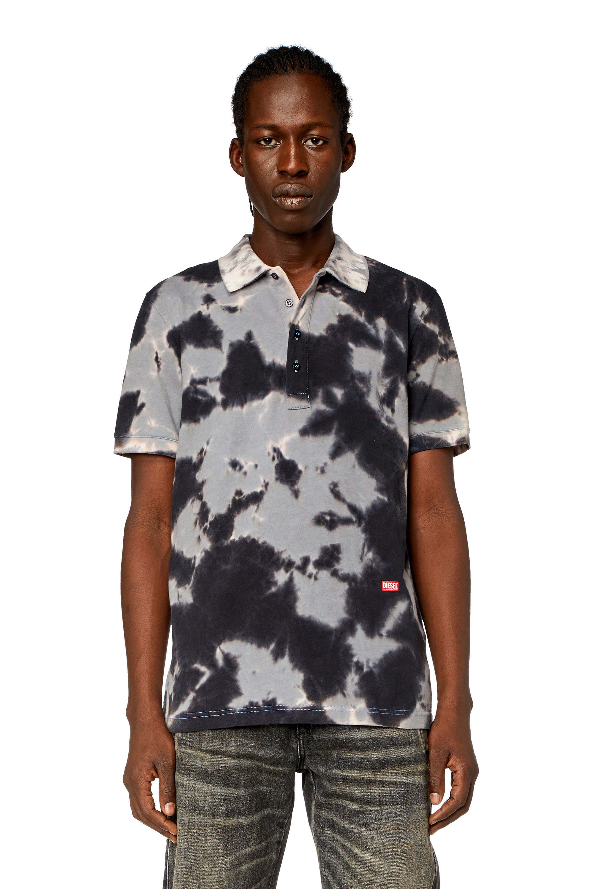 Men's Tie-dyed jersey polo shirt | Black | Diesel US