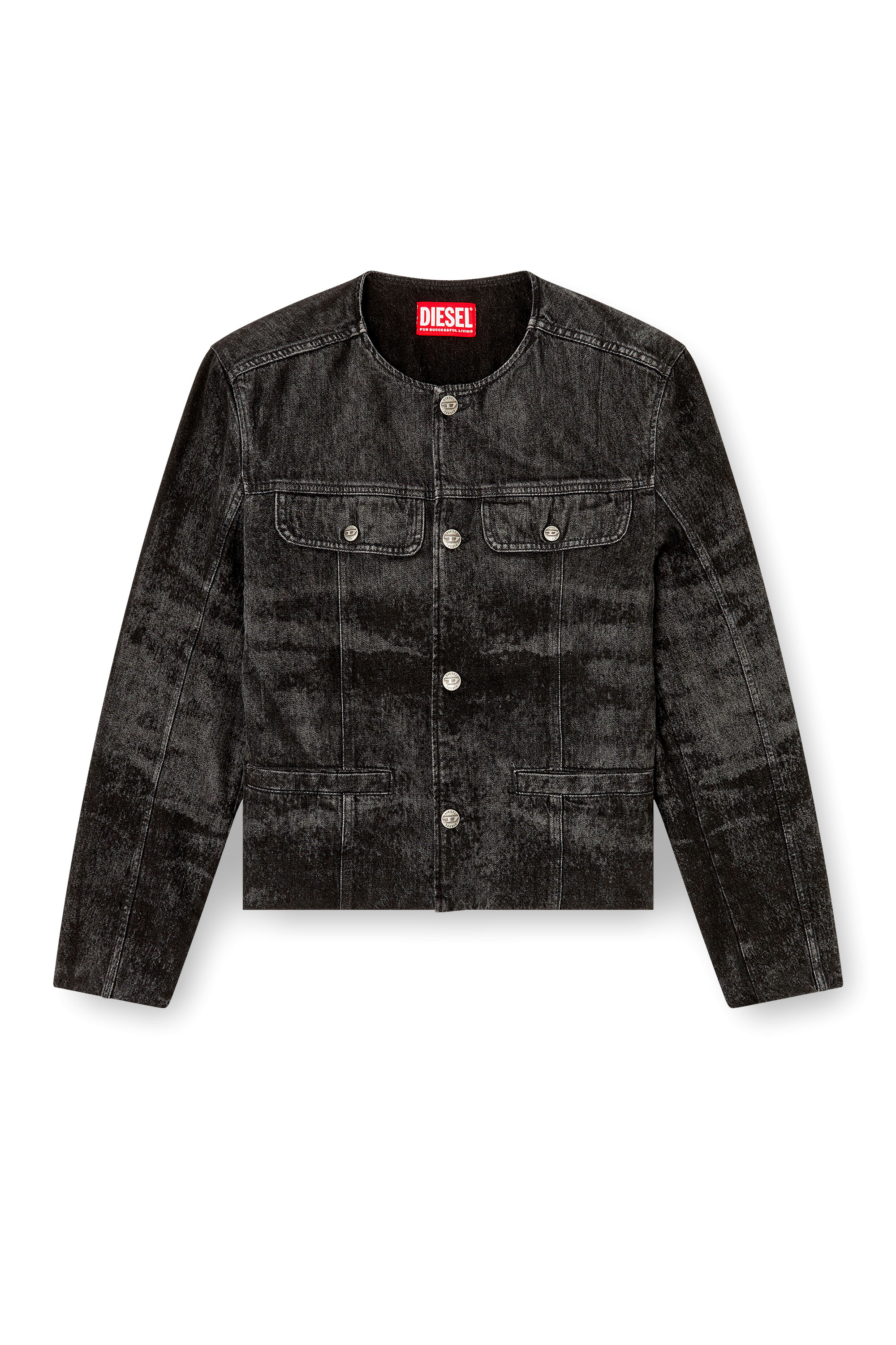 Diesel - D-ABERDEEN-FSH2, Male's Jacket in lasered cotton-hemp denim in Black/Dark Grey - 3