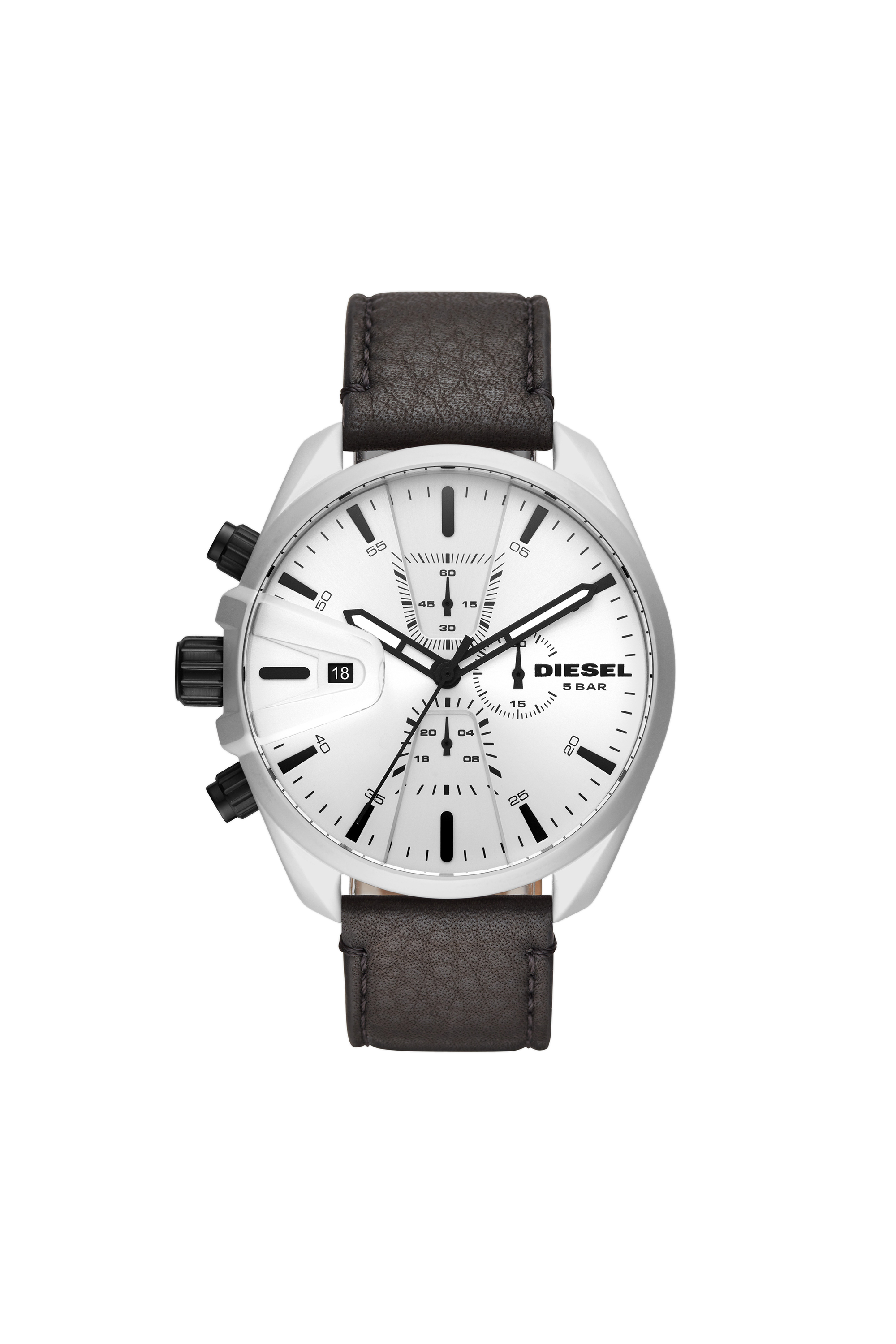 Ms9 chronograph black leather watch