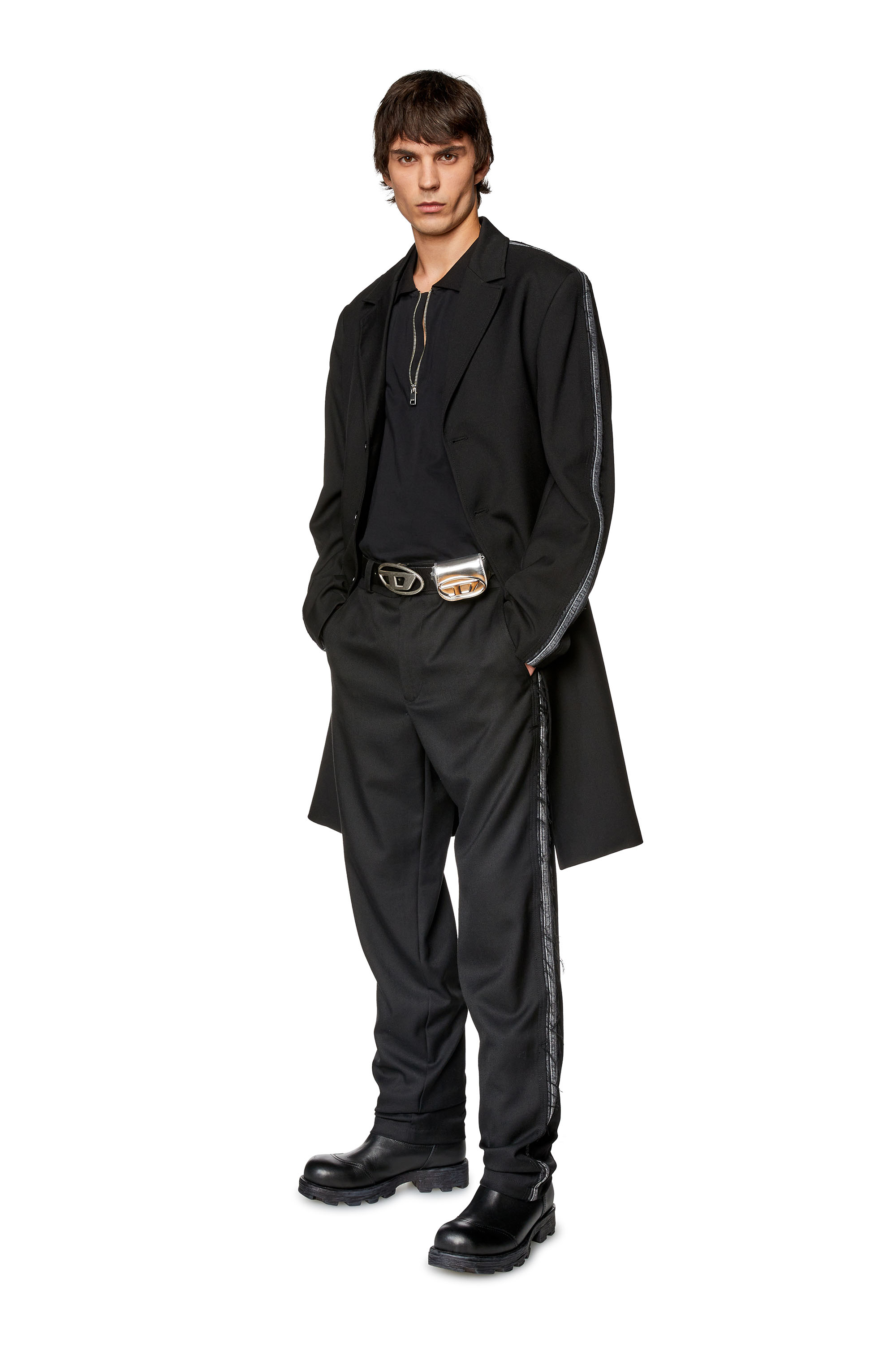 Men's Cool wool jacket with denim inserts | Black | Diesel