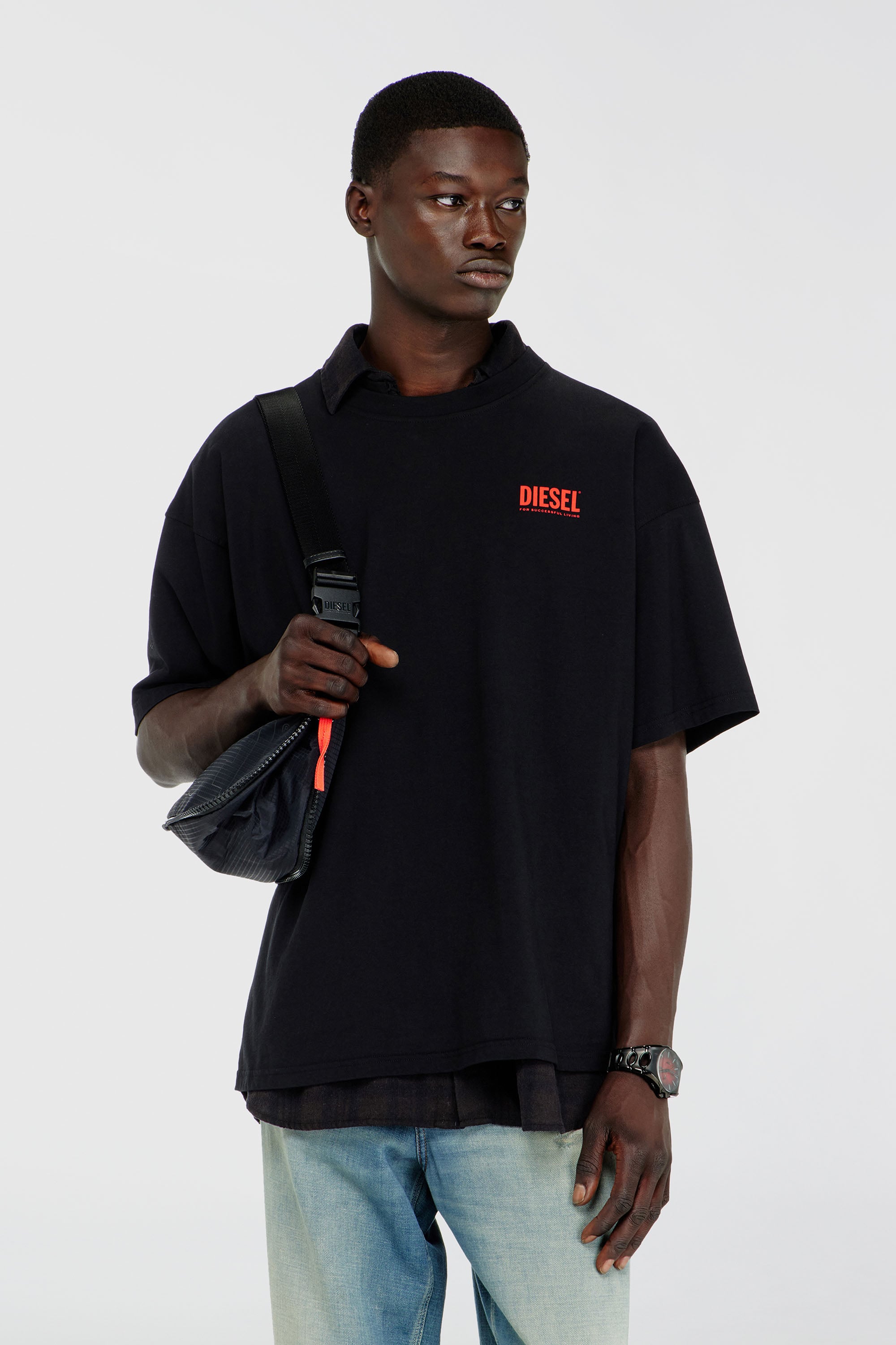 Diesel - T-BOXT-BISK, Man's Mens Logo T Shirt in Black Cotton in Black - 1