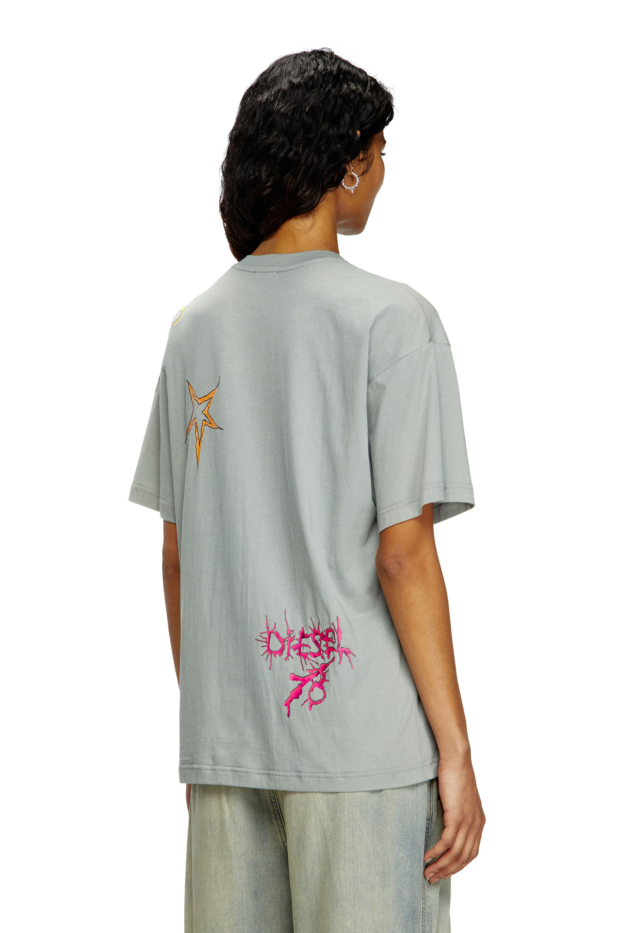 Diesel - T-BUXT-Q1, Camiseta con estampado gr&aacute;fico Mujer in Gris - 4