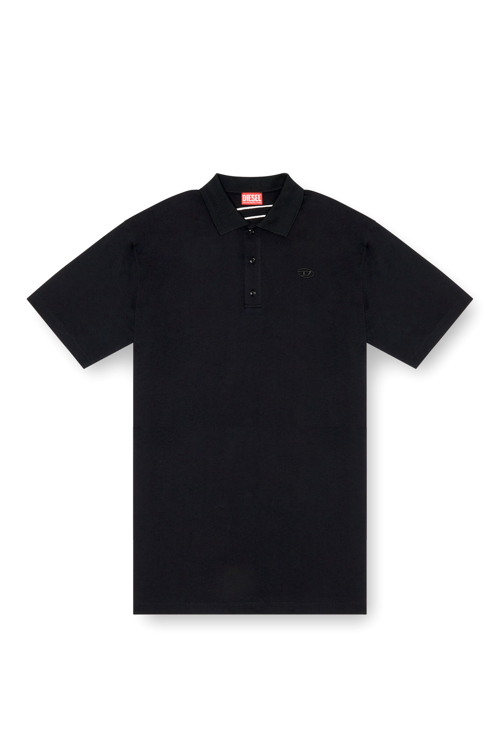 Diesel - T-VORT-MEGOVAL-D, Man's Polo shirt with maxi oval D embroidery in Black - 4