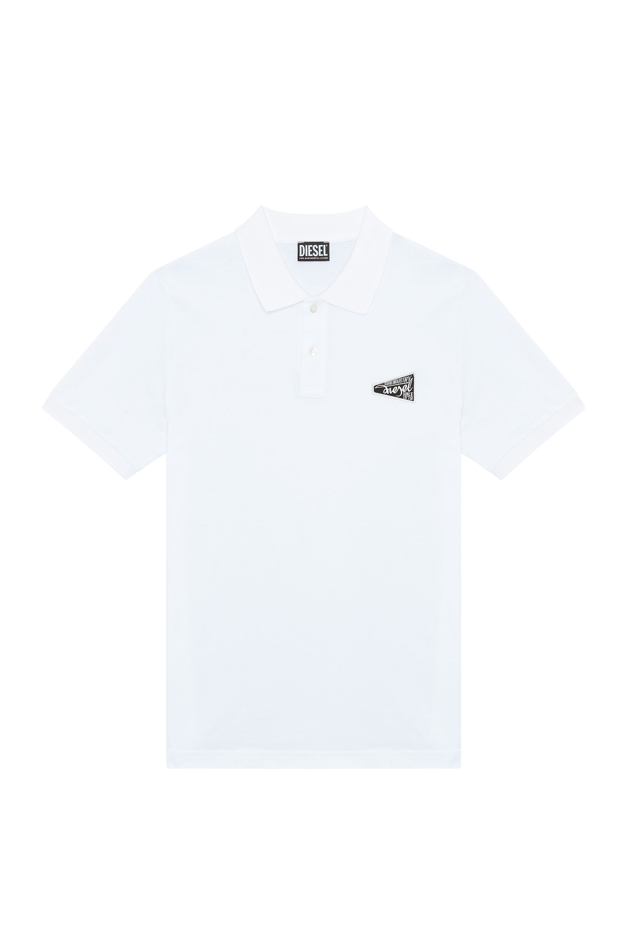 Diesel - T-SMITH-G3, Man's Polo with Brave Industry logo patch in White - 2