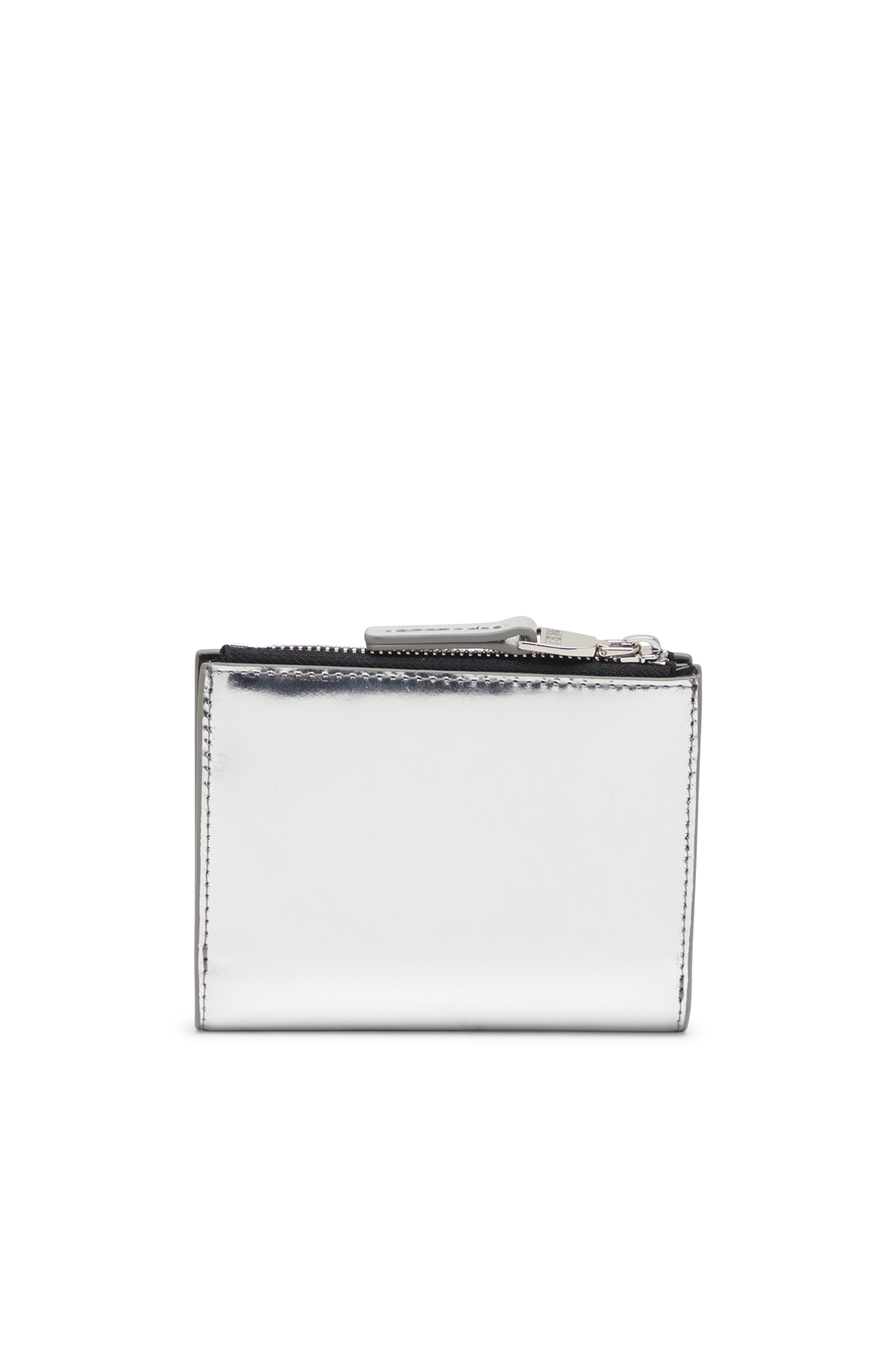 Diesel - 1DR BI-FOLD ZIP II, Cartera de cuero plegable con logo Oval D Mujer in Plateado - 2