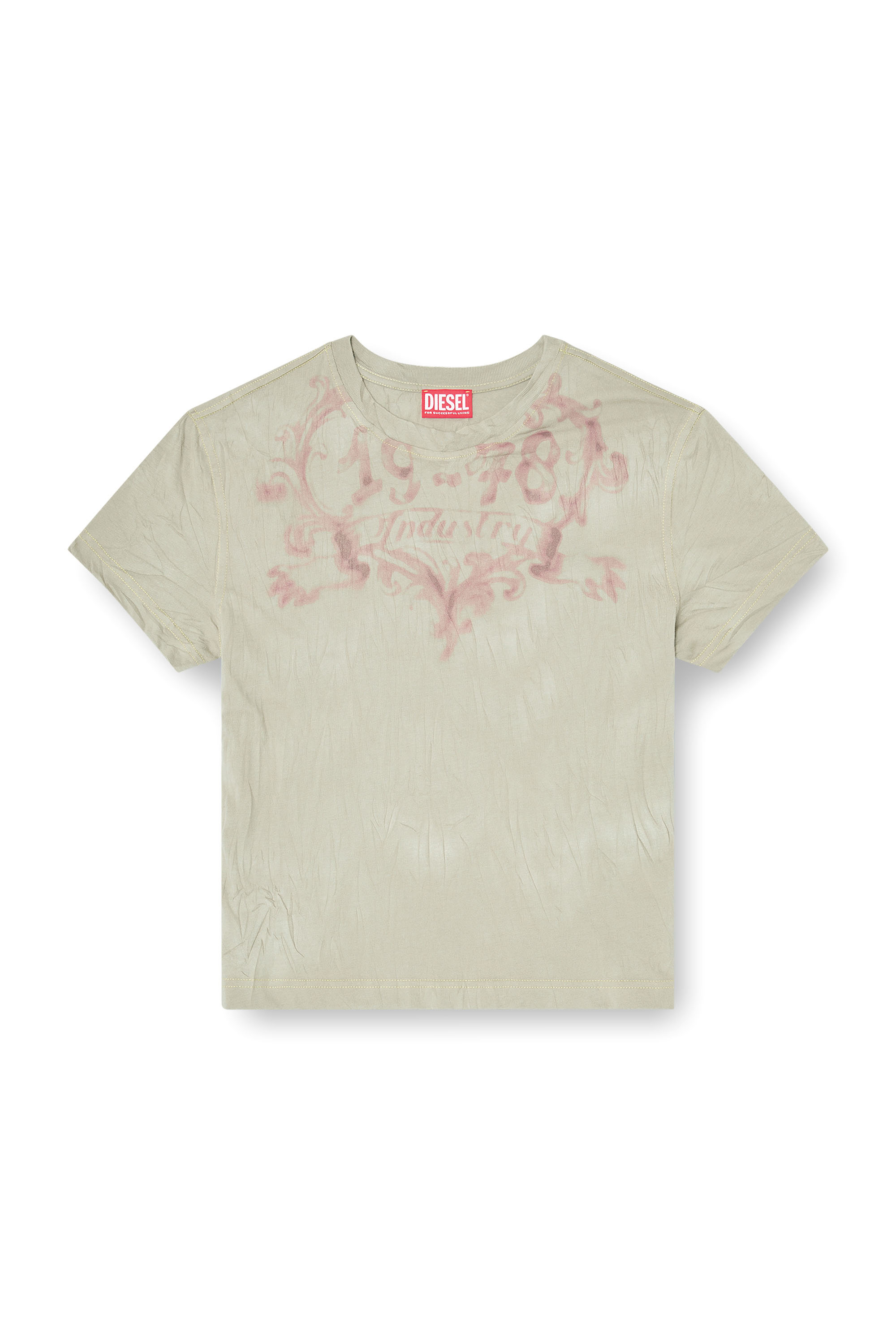 Diesel - T-ILA-AA5, Camiseta de algod&oacute;n con estampado gr&aacute;fico Mujer in Beige - 3