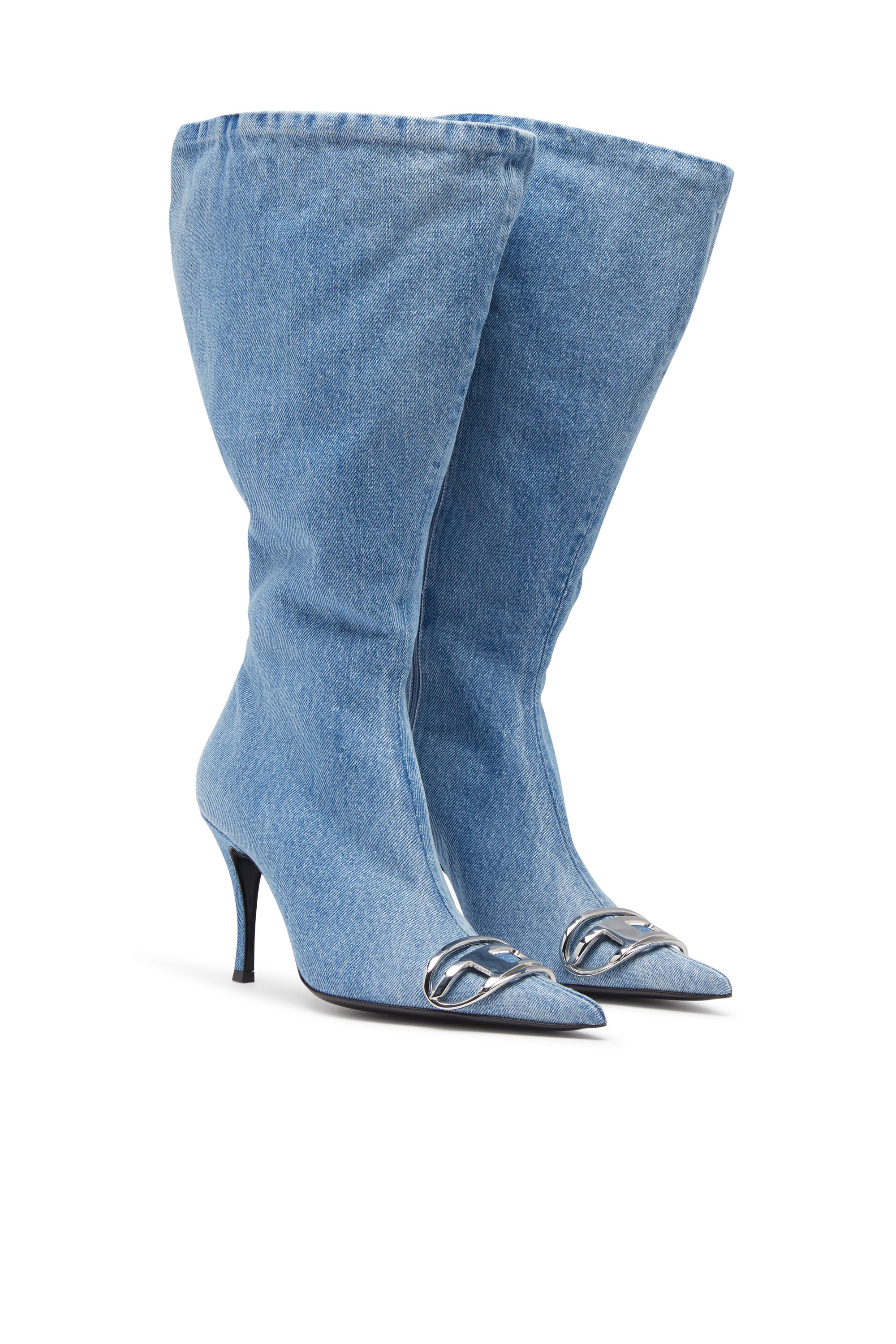 Diesel - D-VENUS KB LARGE, Female's D-Venus-Wide knee-high boots in denim in Light Blue - 3