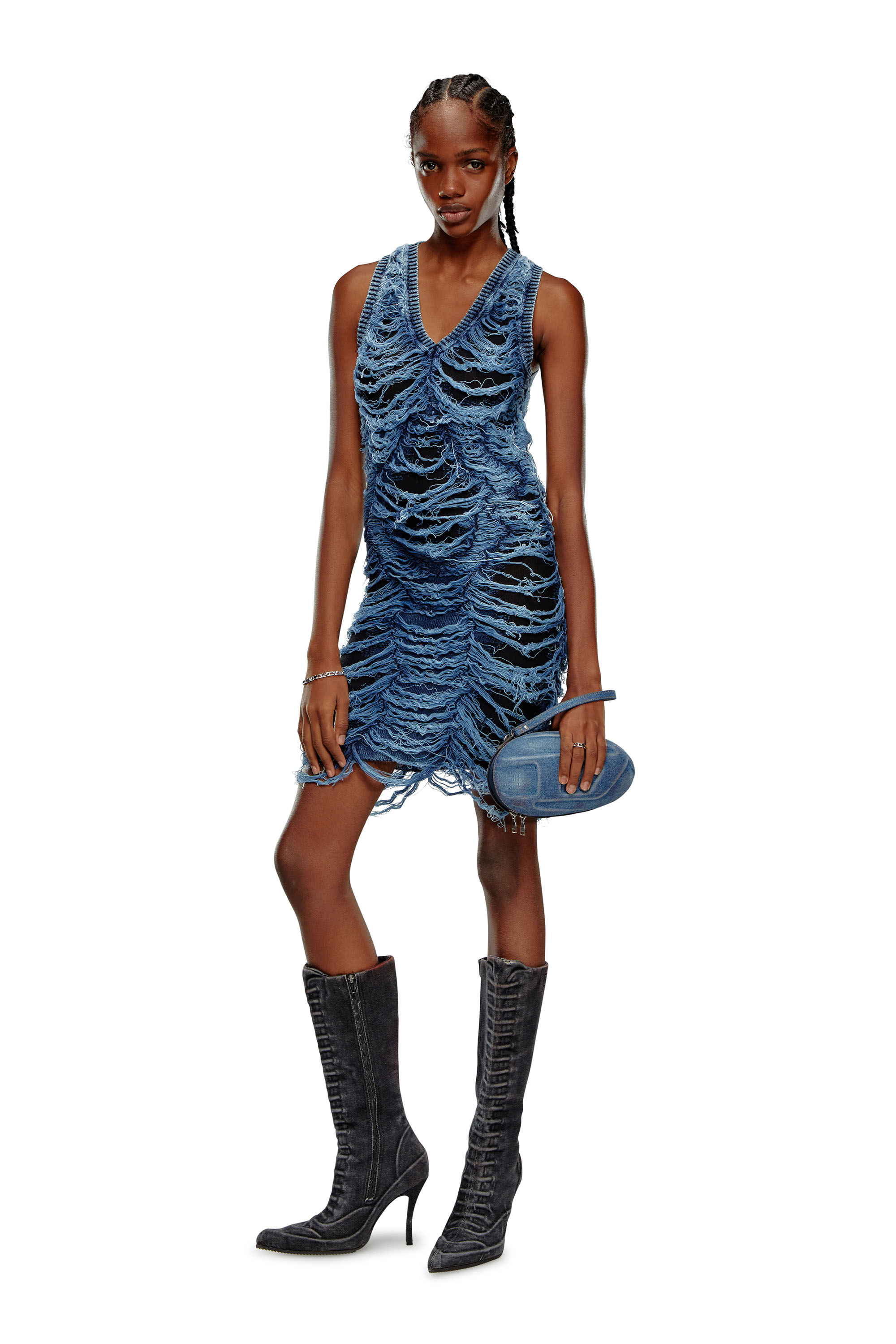 Diesel - D-CLOUD HBT, D-Cloud-Botte en denim délavé Femme in Noir - 2