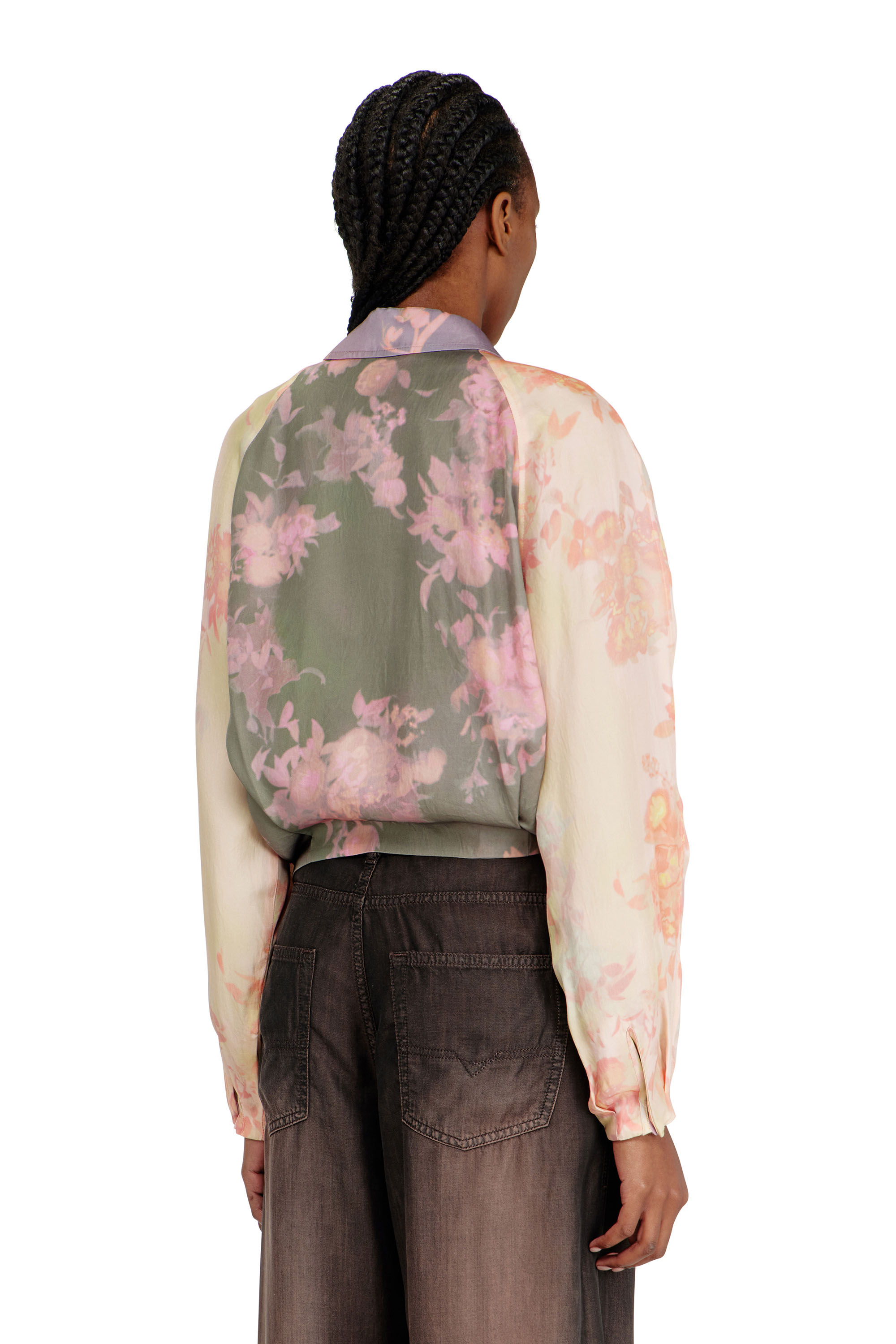 Diesel - G-ALENA, Female's Floral bomber jacket in crinkled acetate in null - 4