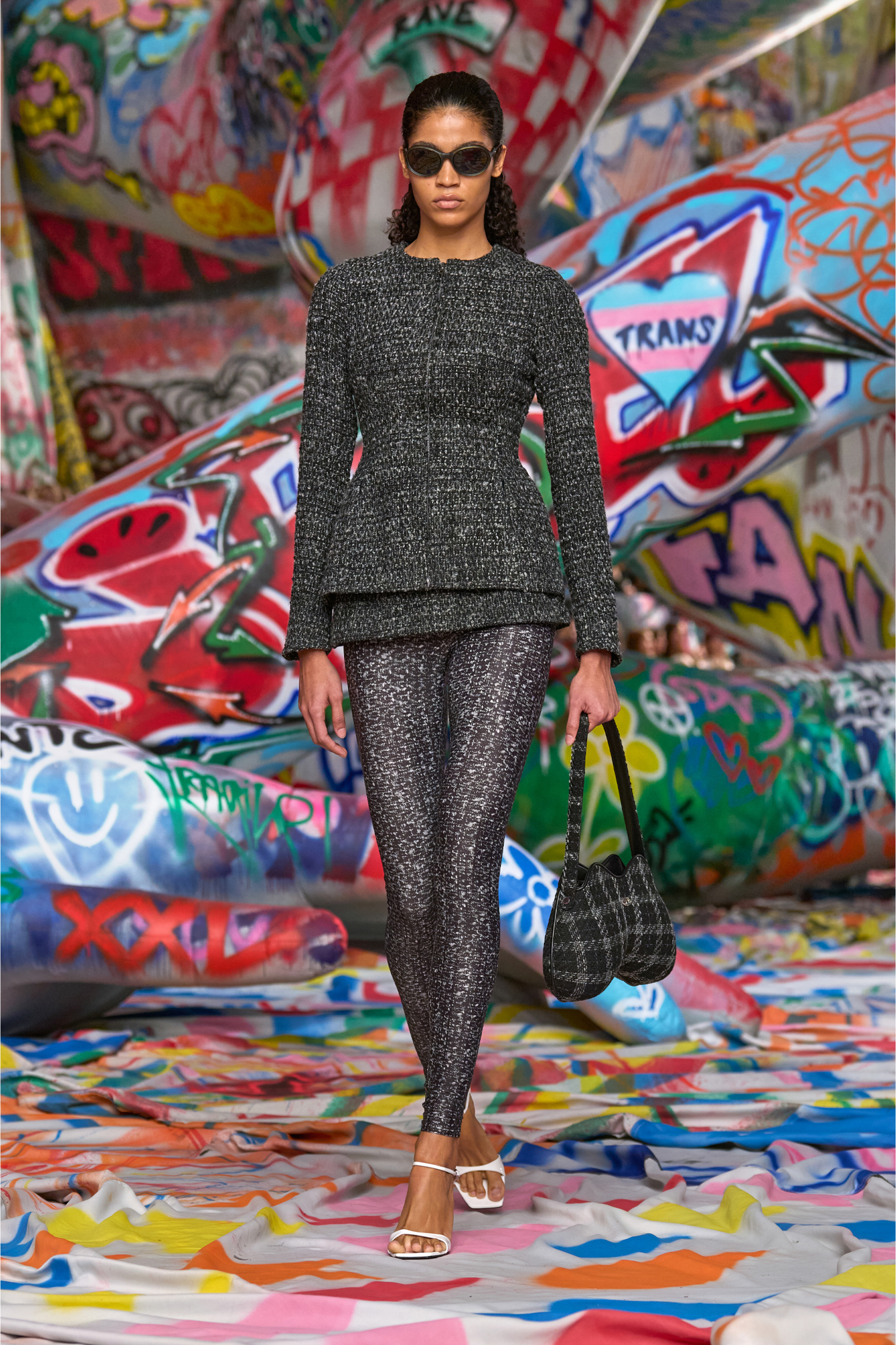 Diesel - P-HOUR, Female's Bouclé skirt with leggings in Black - 4