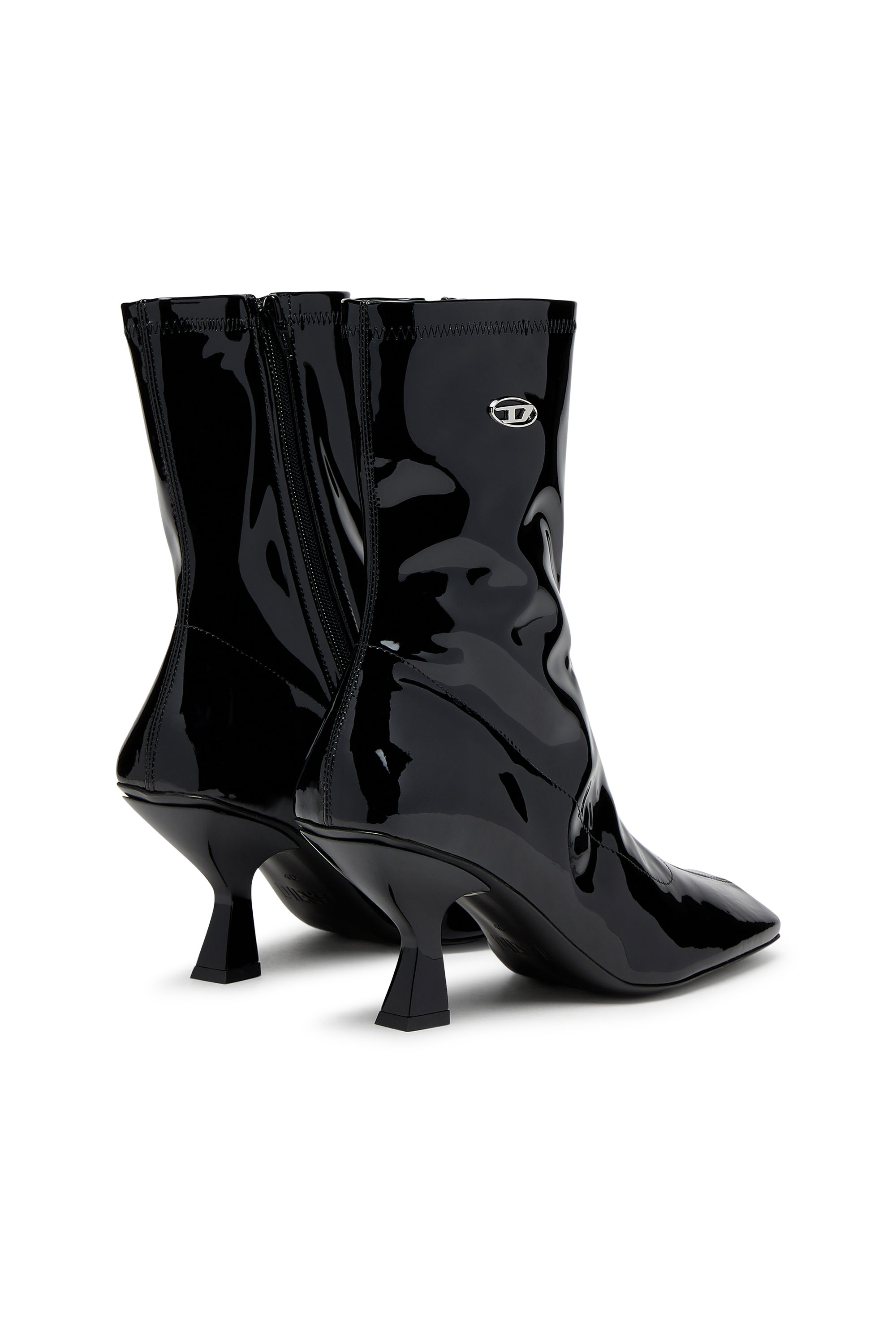 Diesel - D-AMBER MD BT, D-Amber-Bottines en PU stretch verni Femme in Noir - 3