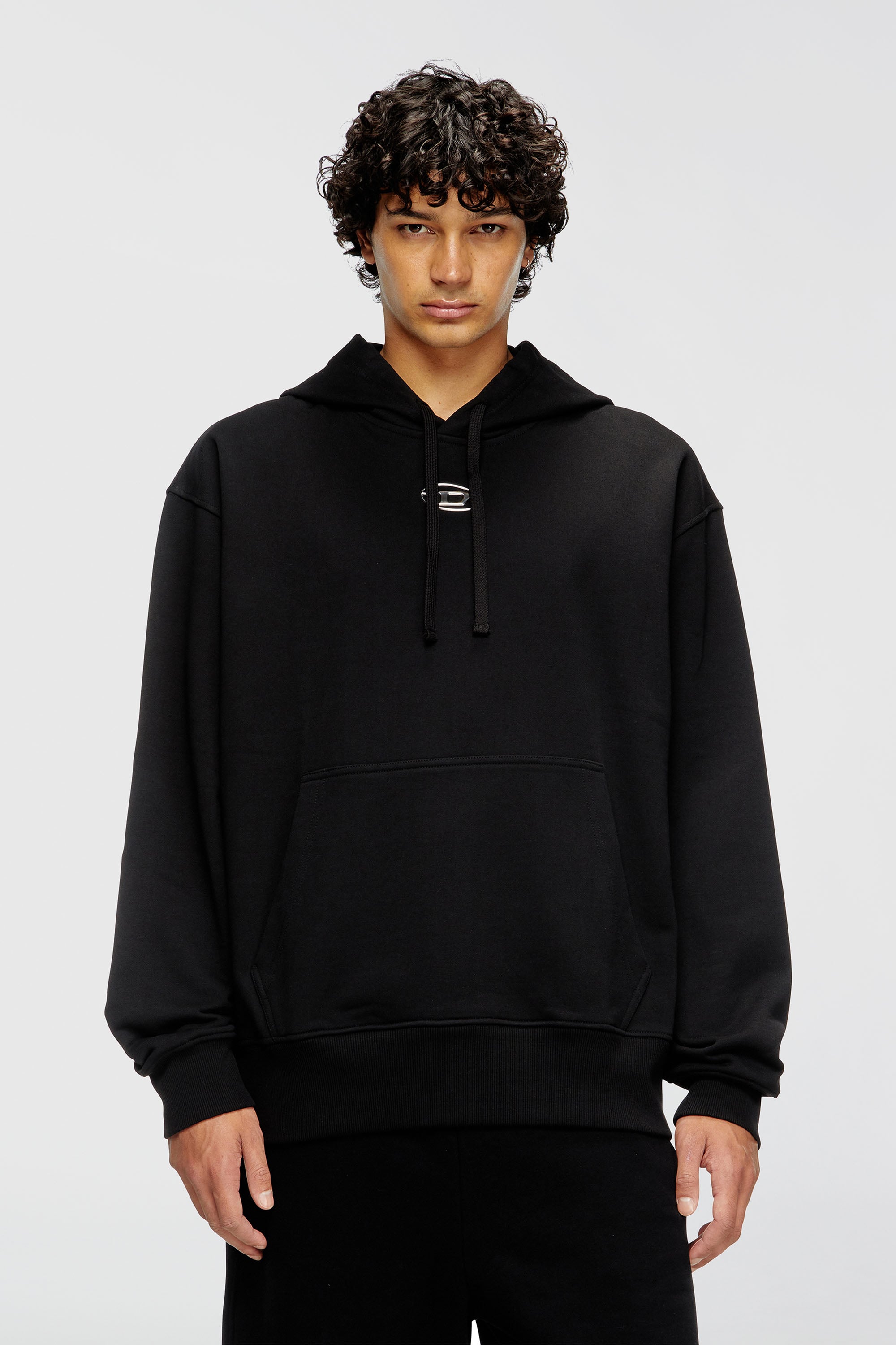 Diesel - S-MACS-HOOD-OD, Male's Hoodie with metallic logo in Black - 1