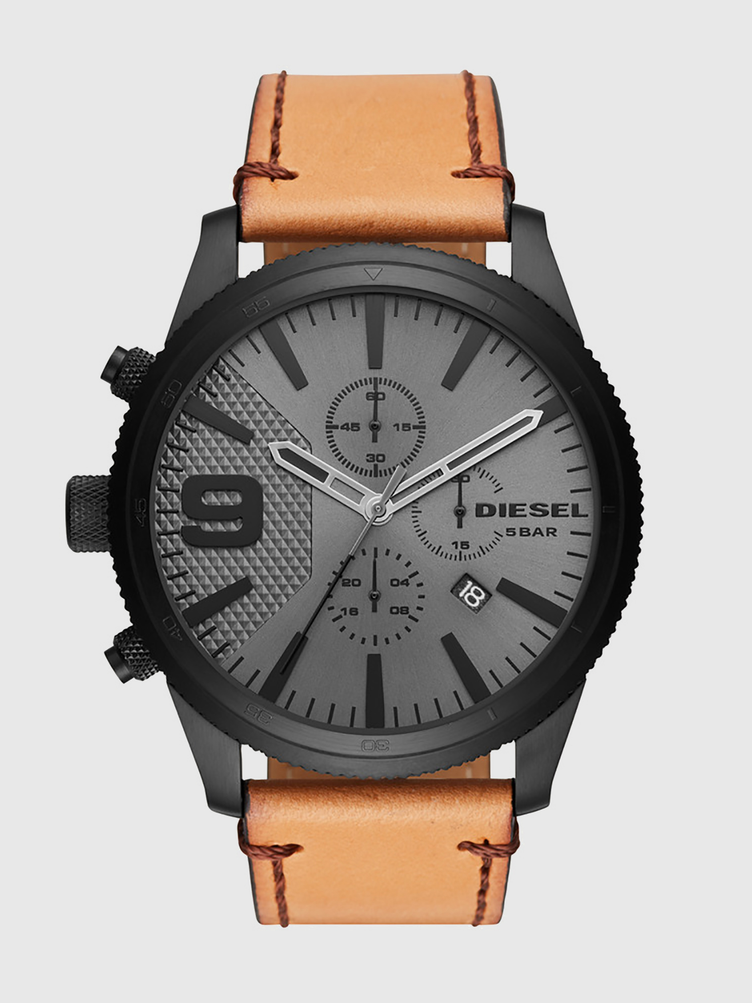 Diesel - DZ4468, Reloj con bisel giratorio y correa marr&oacute;n, 50&nbsp;mm Hombre in Marr&oacute;n - 1