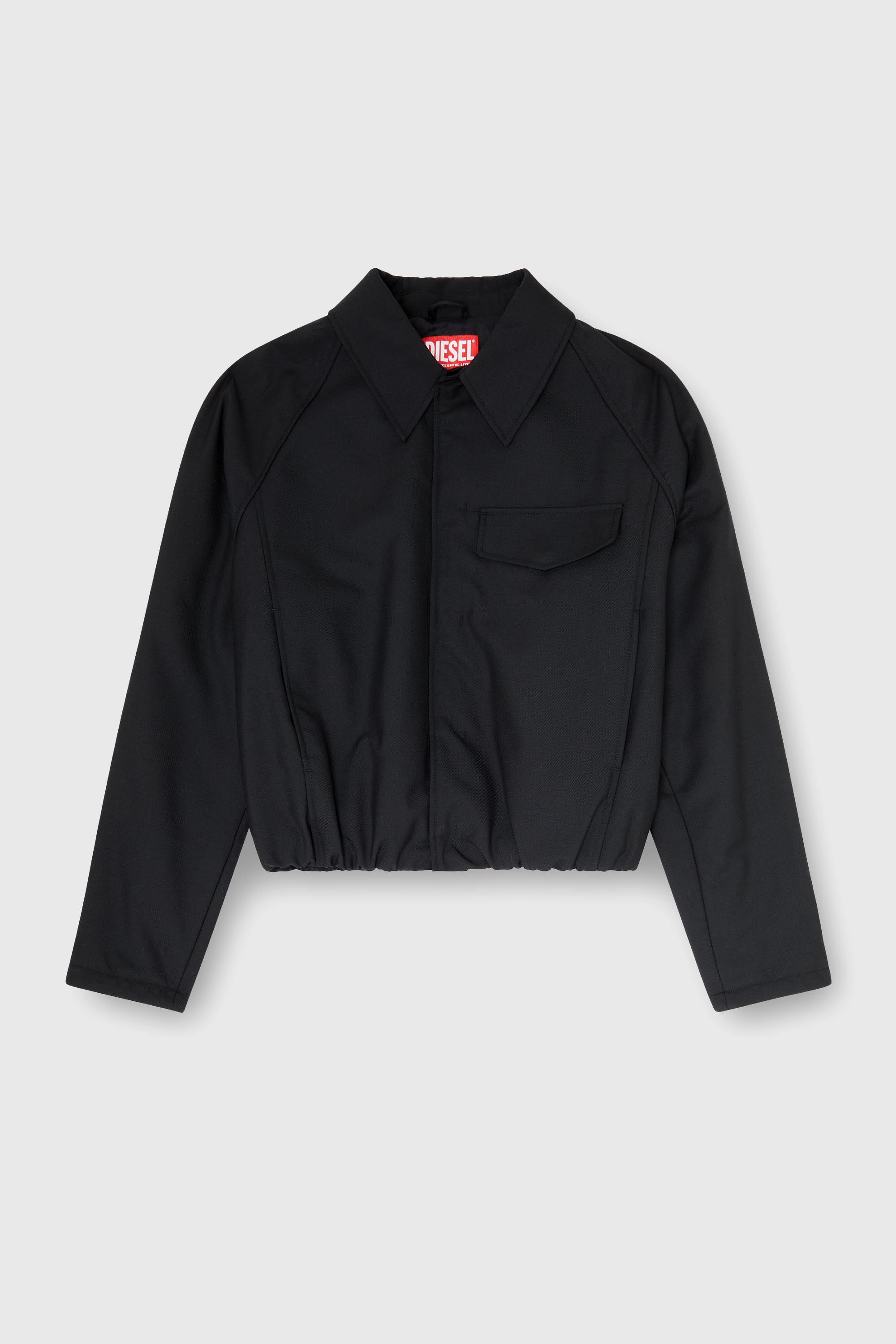 Diesel - J-ATTOR-COOL, Man's Gathered bomber jacket in wool blend in Black - 2