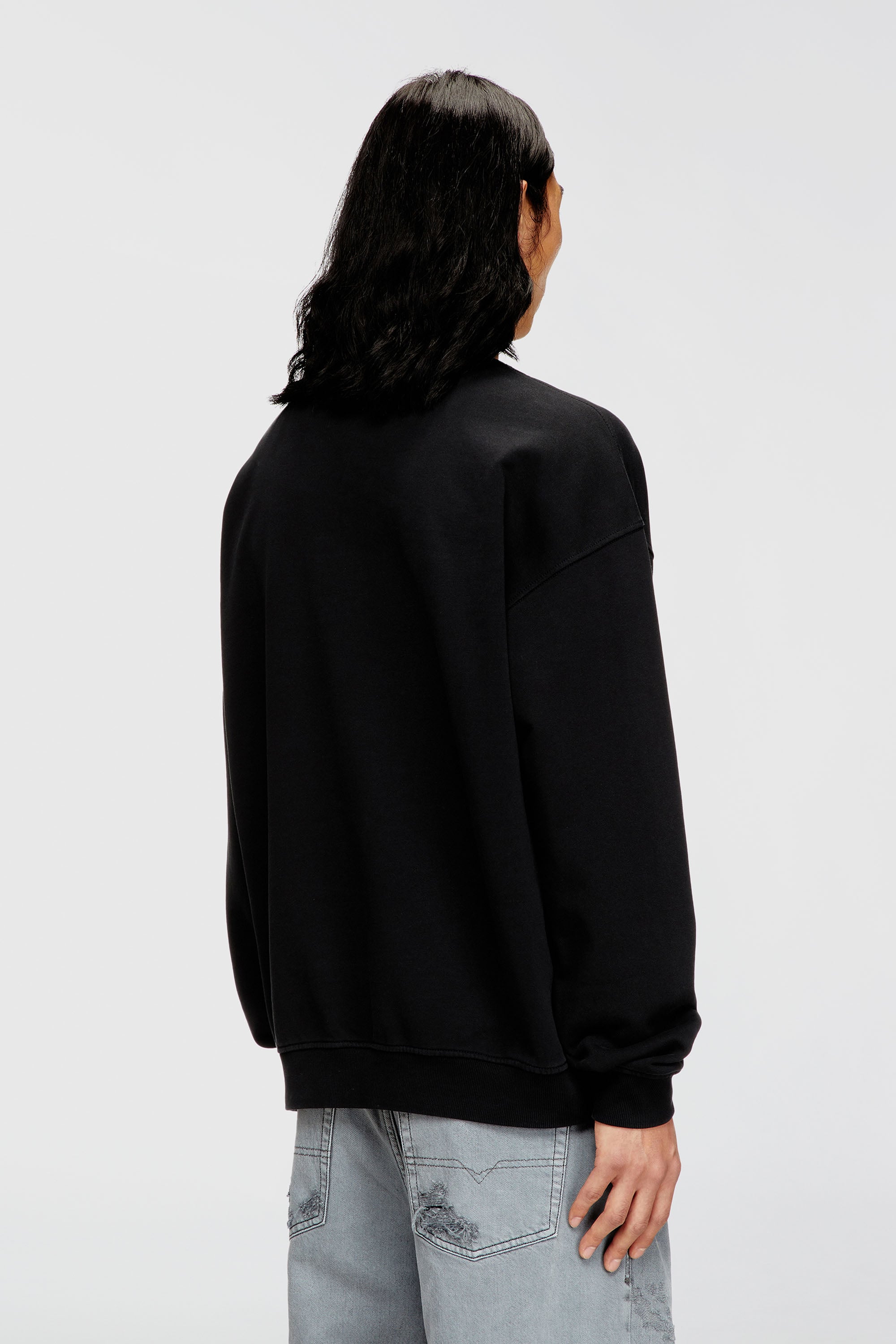 Diesel - S-BOXT-N5, Man's Sweatshirt with distressed flocked logo in Black - 4