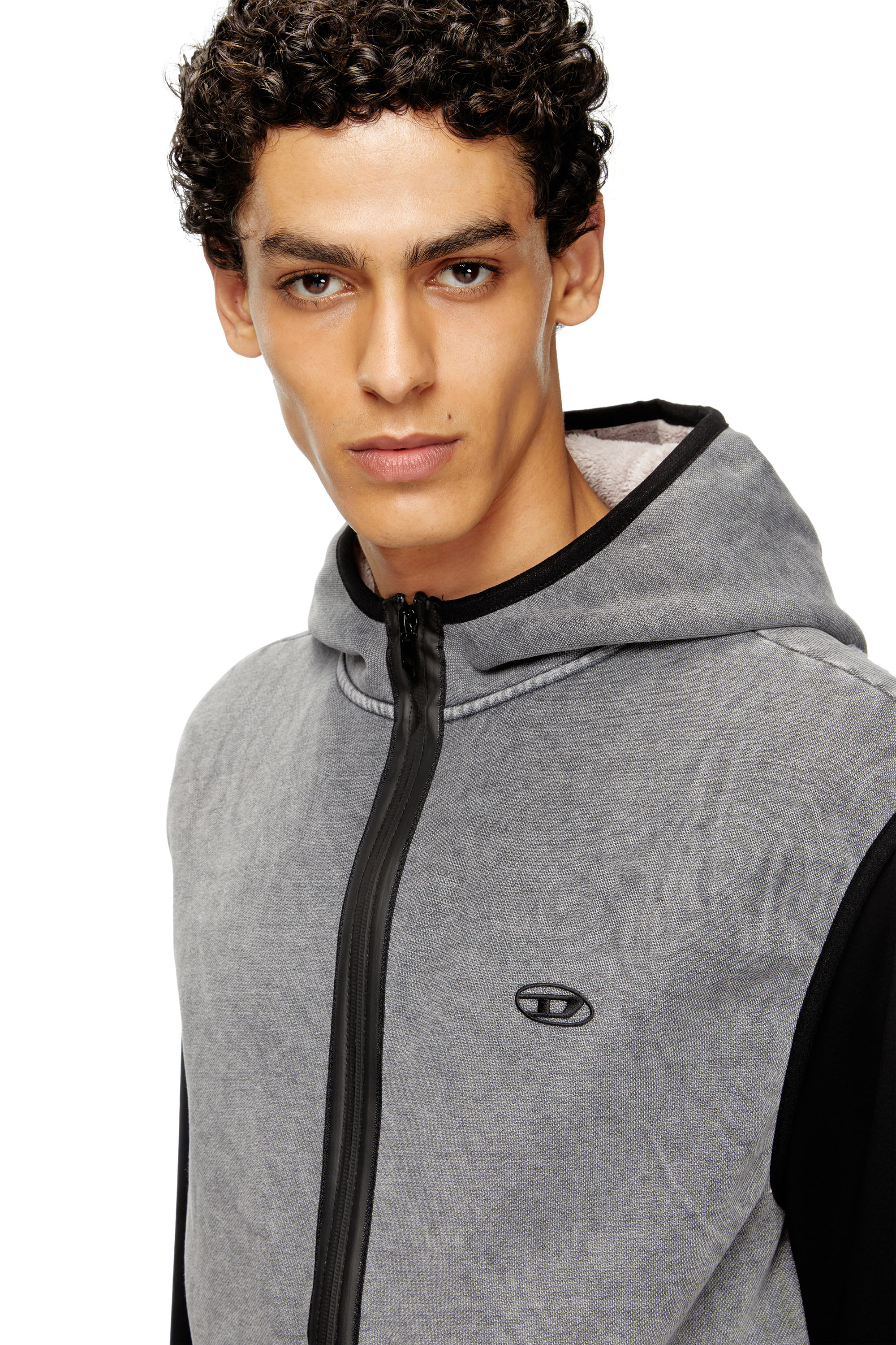 Diesel - S-HAKY-NEW, Male's Sleeveless zip-up hoodie in Grey - 4