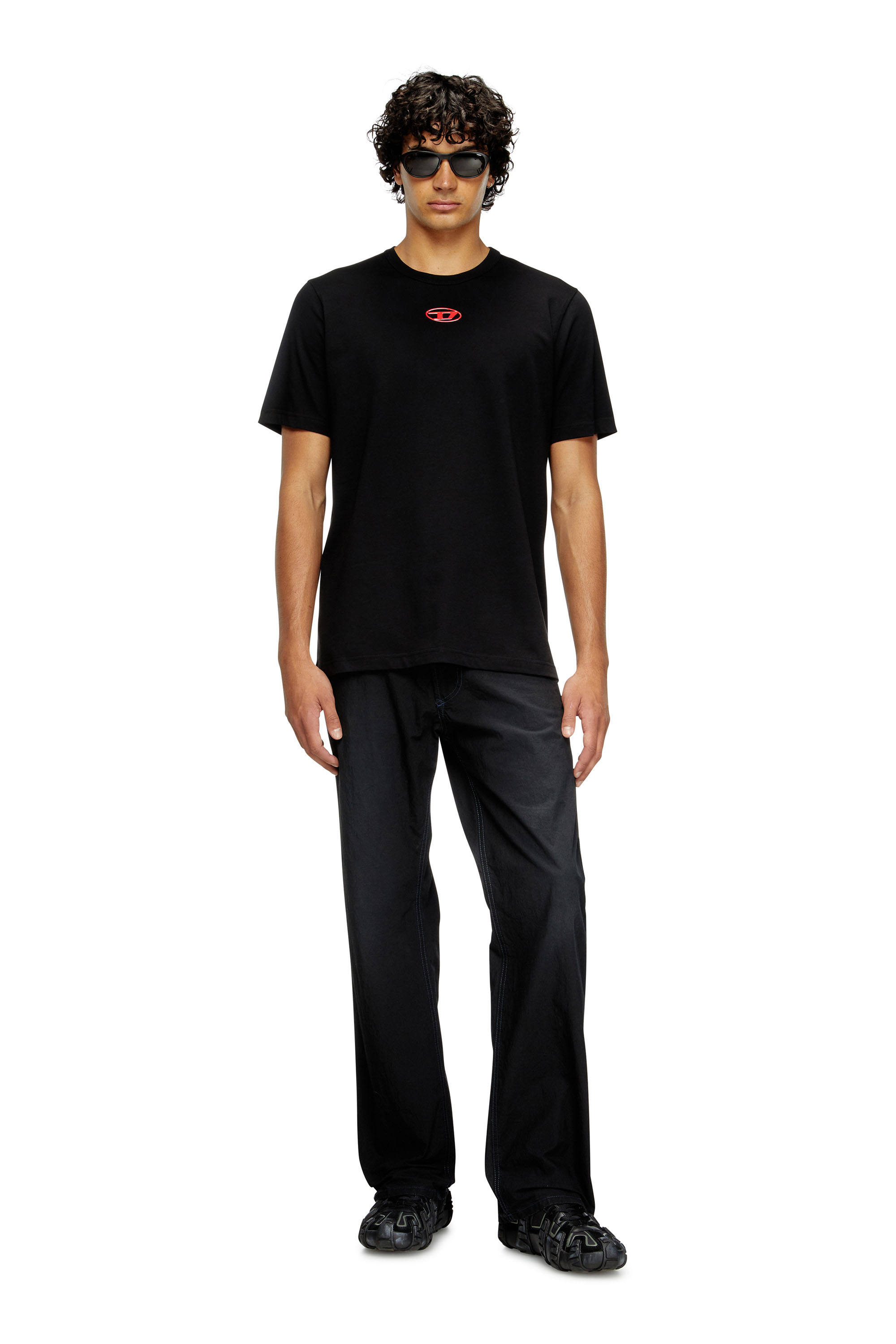 Diesel - T-ADJUST-OD, Man's T-shirt with metallic Oval D in Black - 3