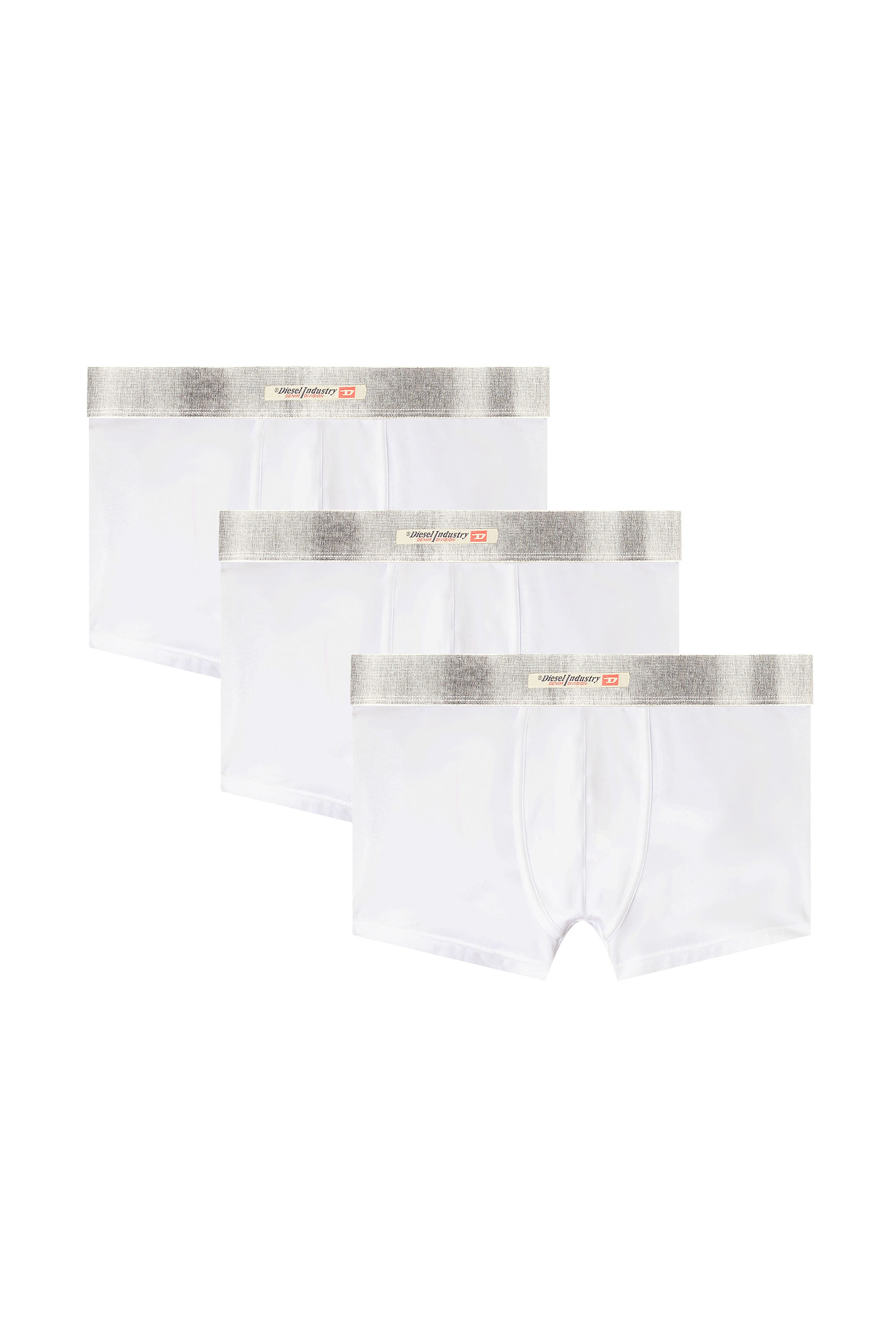 Diesel - DAMIEN-DNM-3PACK, Man's 3-pack of stretch cotton boxers with satin waistband in White - 4