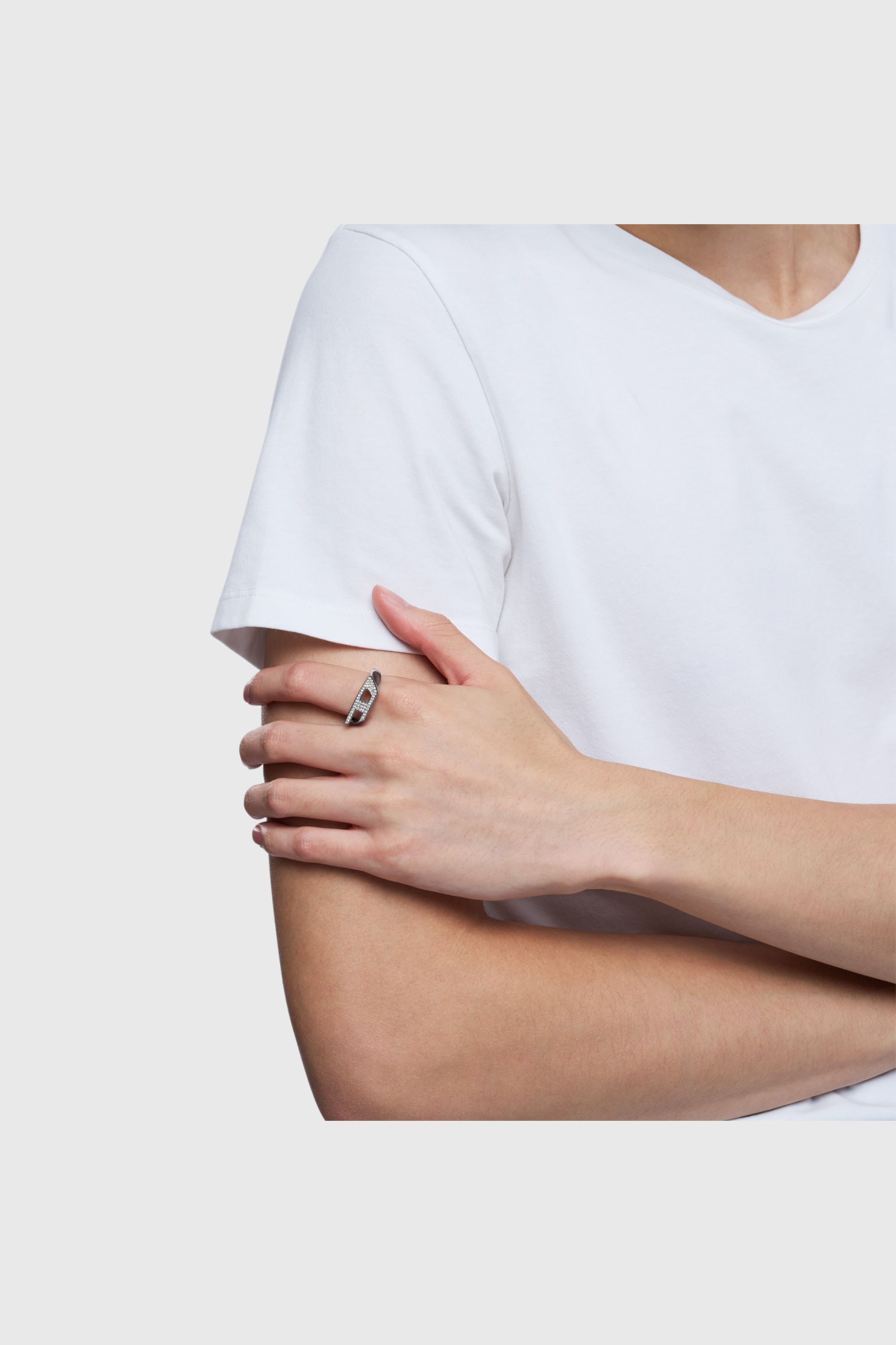 Women's Stainless steel glitz signet ring | Silver | Diesel