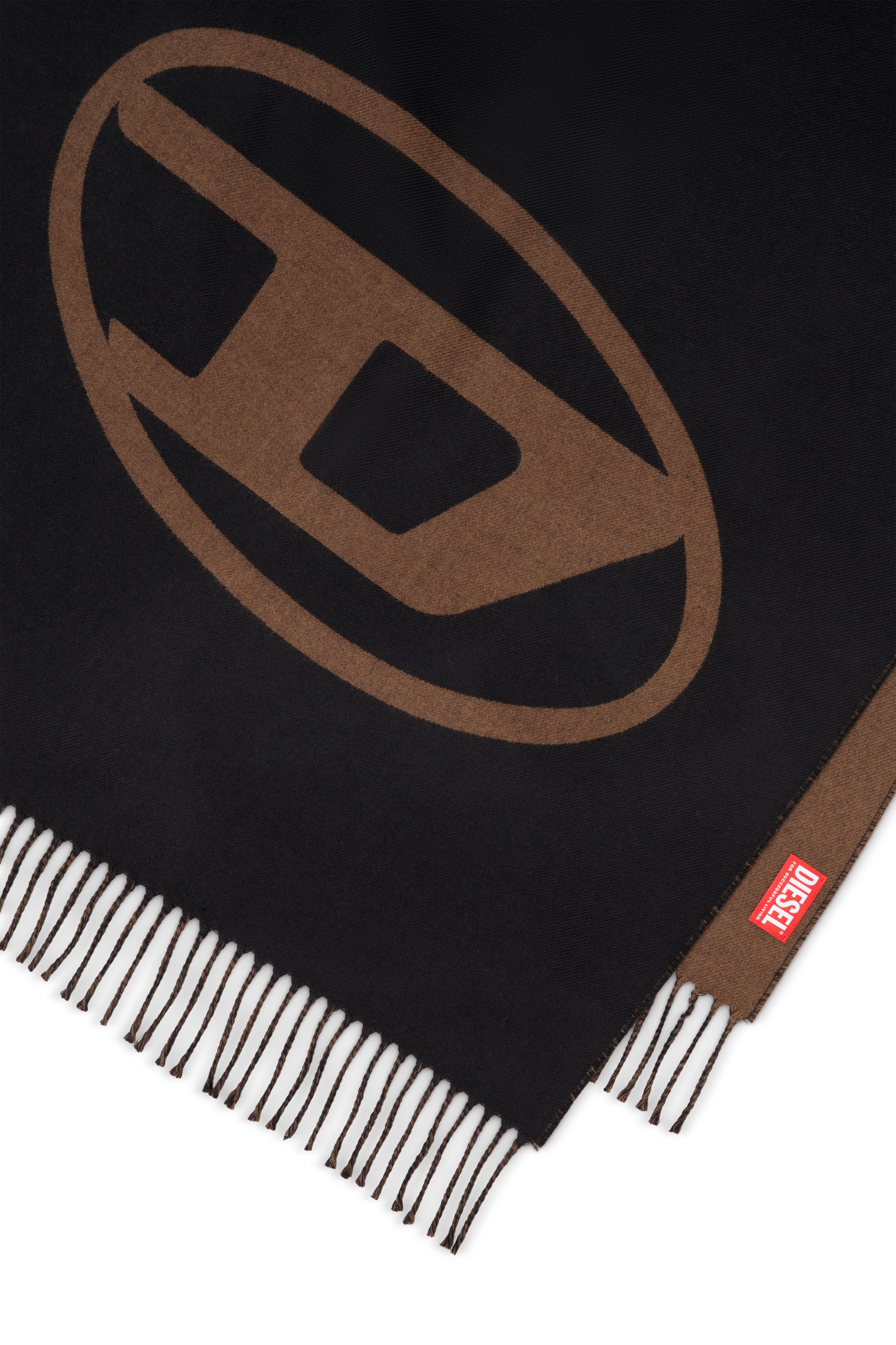 Diesel - S-TEVIE, Man's Reversible two tone wool scarf in Brown - 4