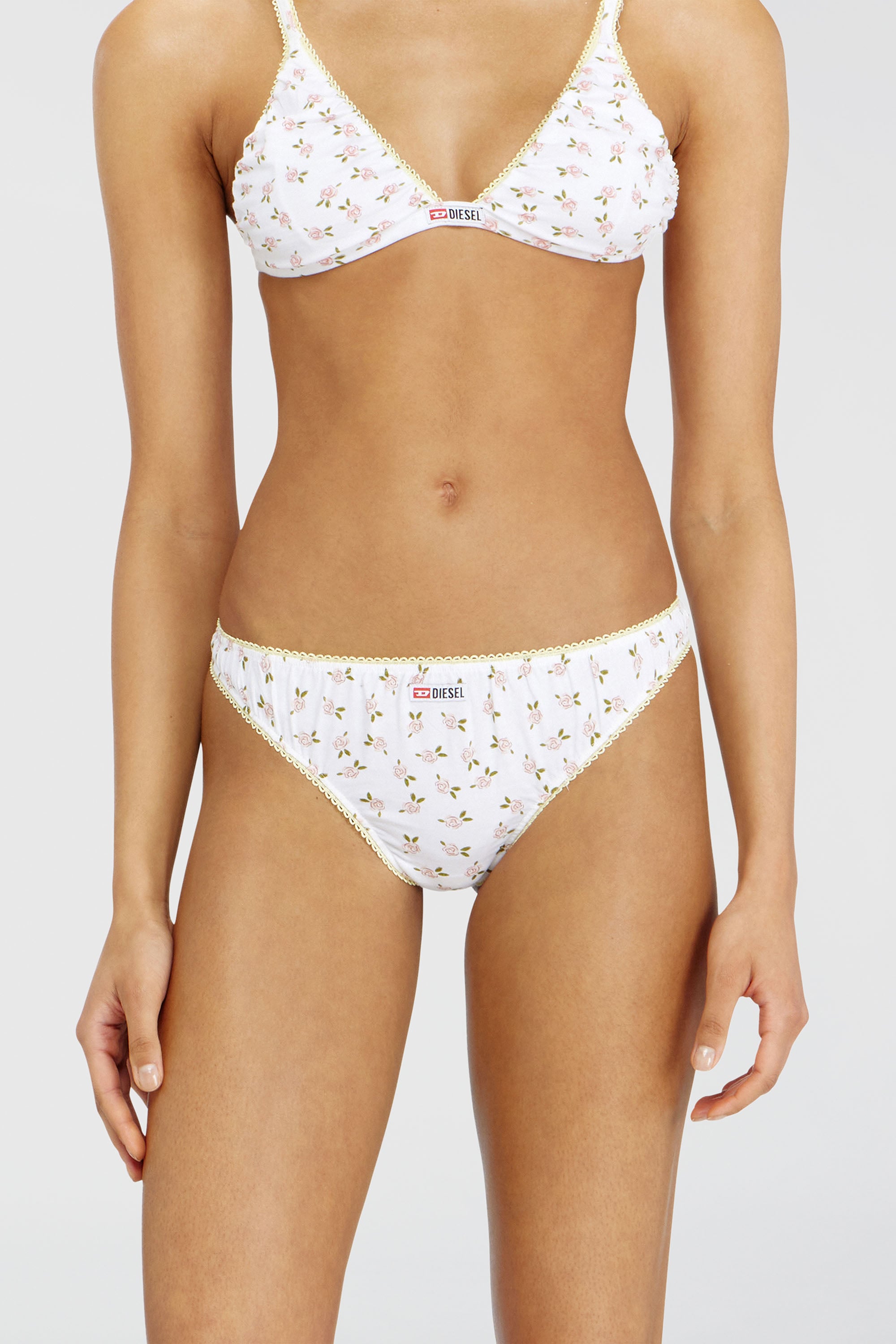 Diesel - ALEXIS-D-CORE, Female's Thong in cotton with all-over floral print in White - 1