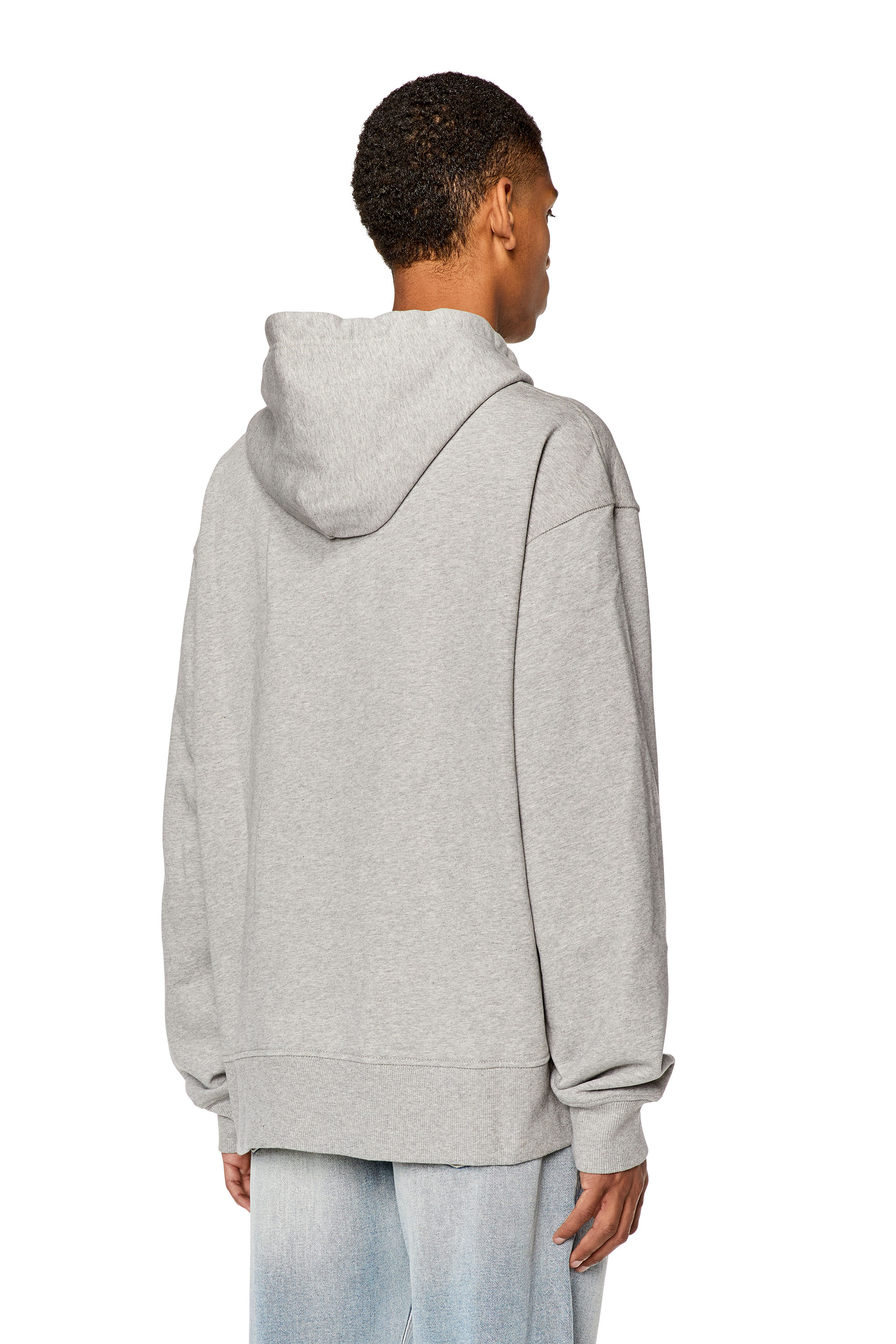 Diesel - DX-S-MACS-HOOD, Man's Mélange hoodie with Durex logo in Light Grey - 4