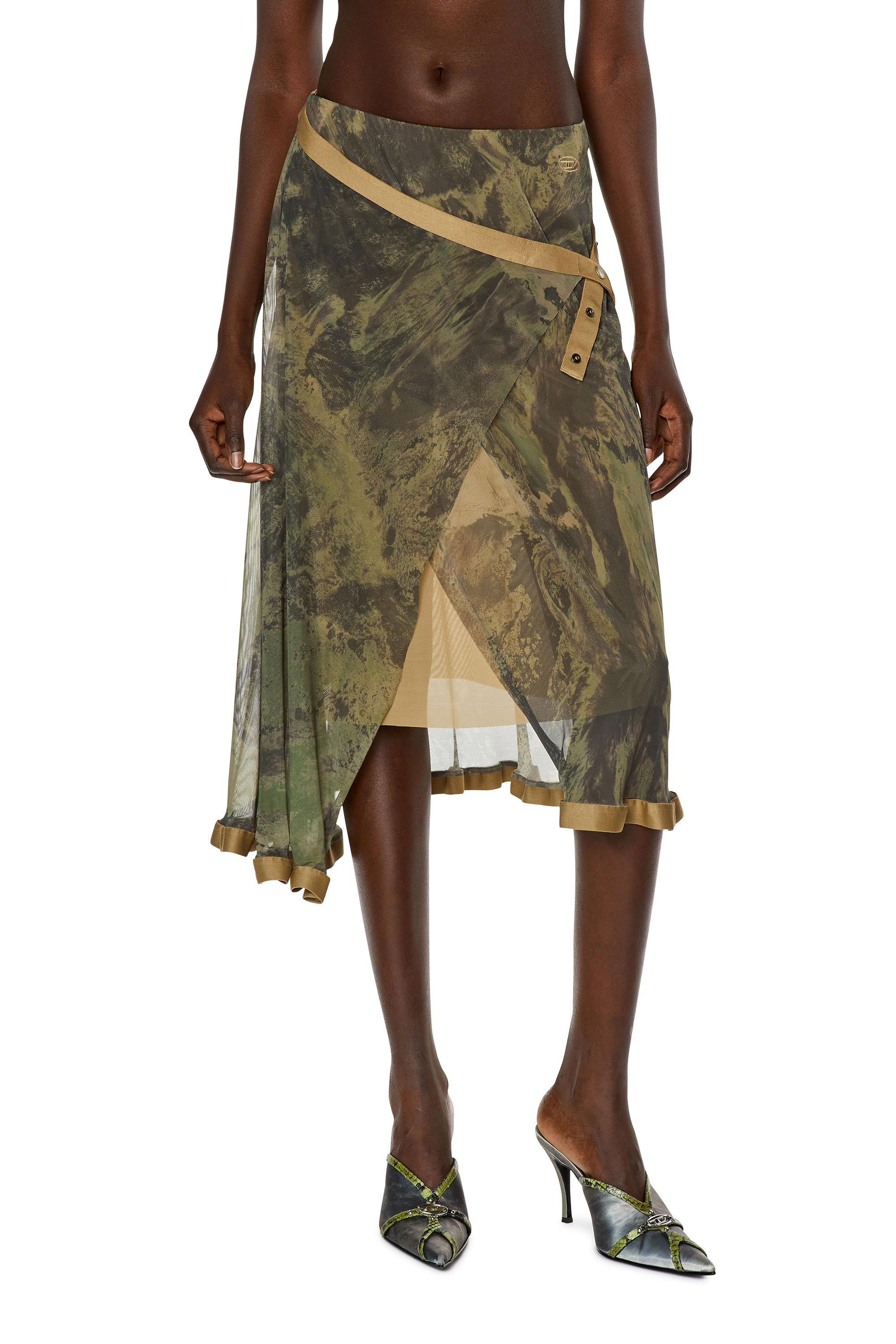 Diesel - O-RAY, Woman's Wrap skirt in Planet tulle in Green - 3