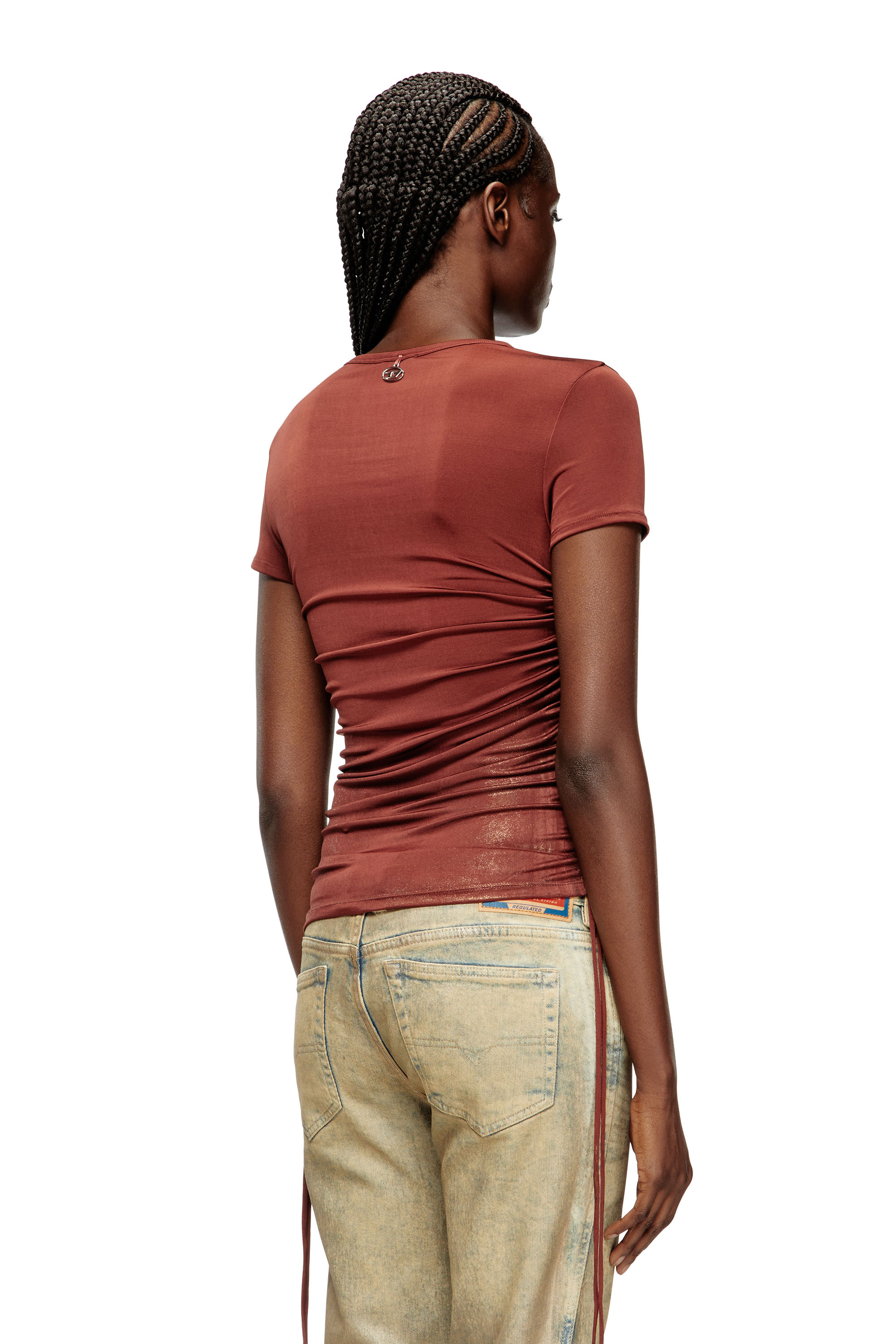 Diesel - T-REY, Female's Jersey top with drawstring sides in Brown - 4