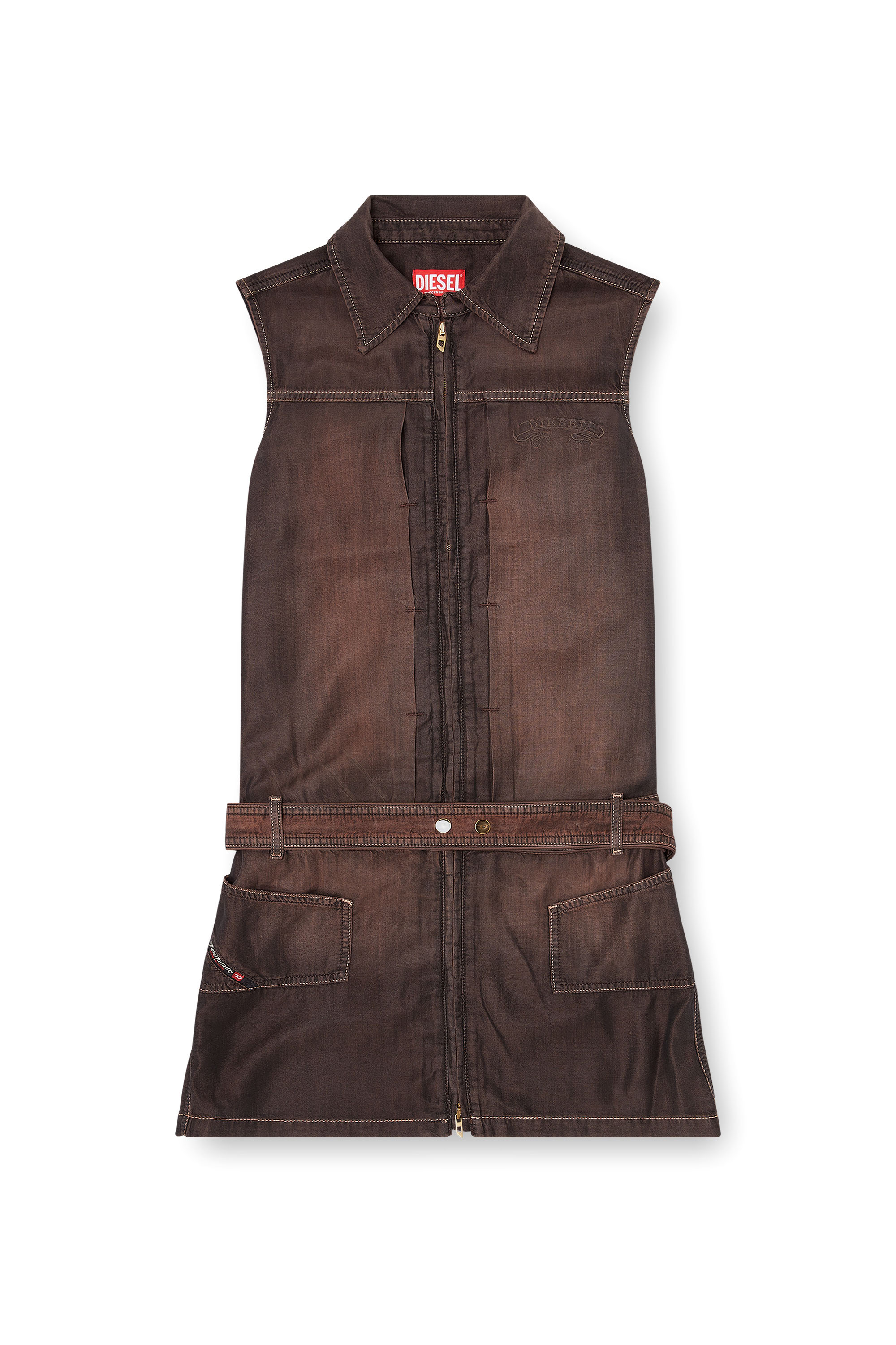 Diesel - DE-EDROS-S, Minivestido de denim fluido revestido Mujer in ToBeDefined - 3