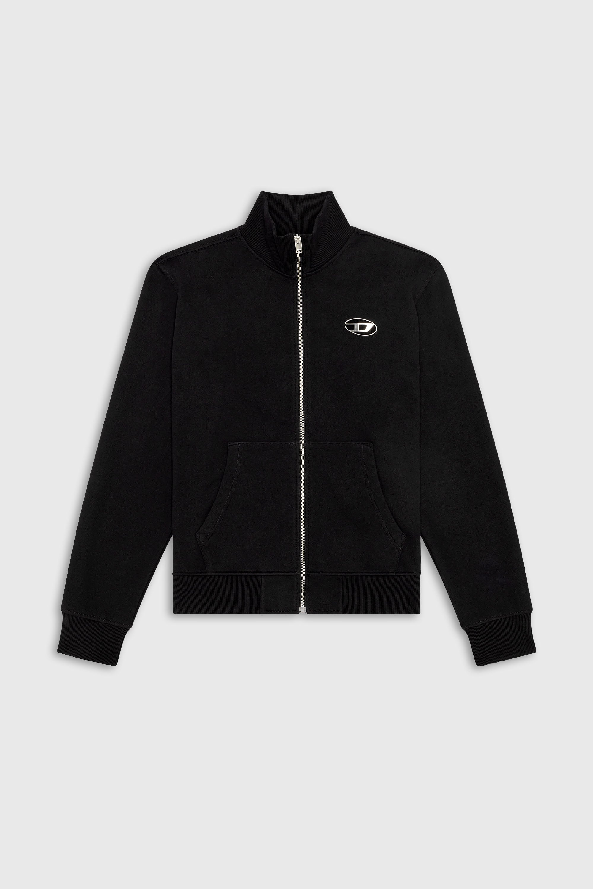 Diesel - S-GINNI-ZIP-OD, Man's Zip-up sweatshirt with metallic logo in Black - 2