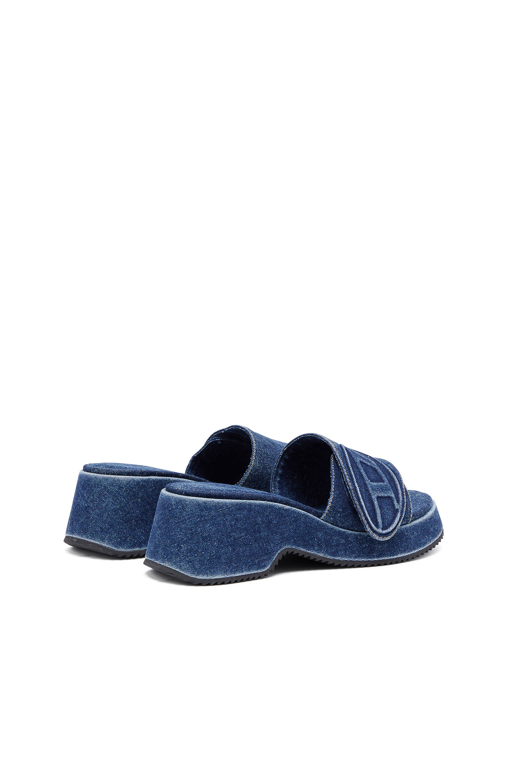 Diesel - SA-OVAL D PF W, Woman's Sa-Oval D-Denim slide sandals with Oval D strap in Blue - 3