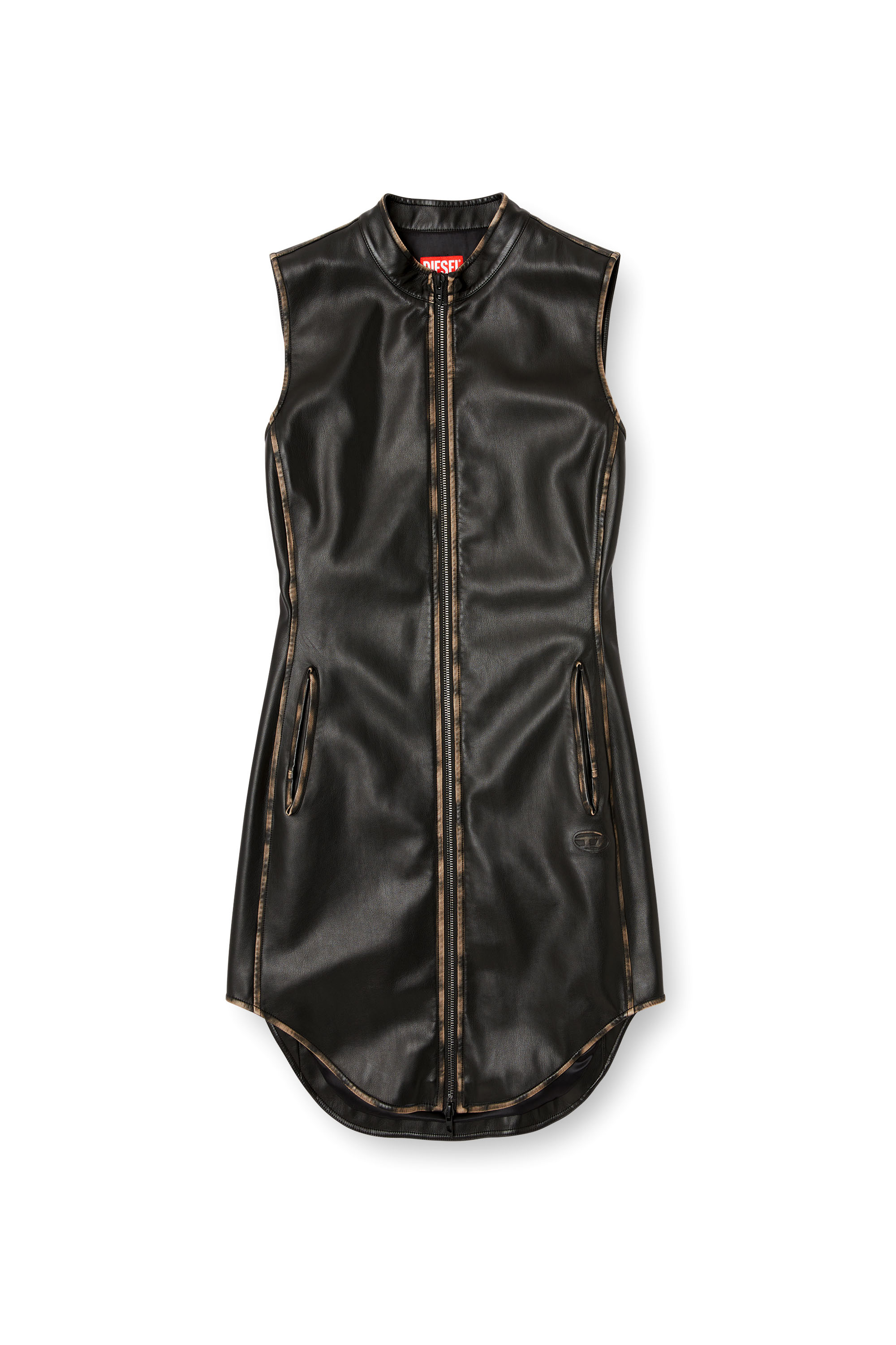 Diesel - D-ENEAS, Female's Dress in treated technical fabric in Black/Brown - 3