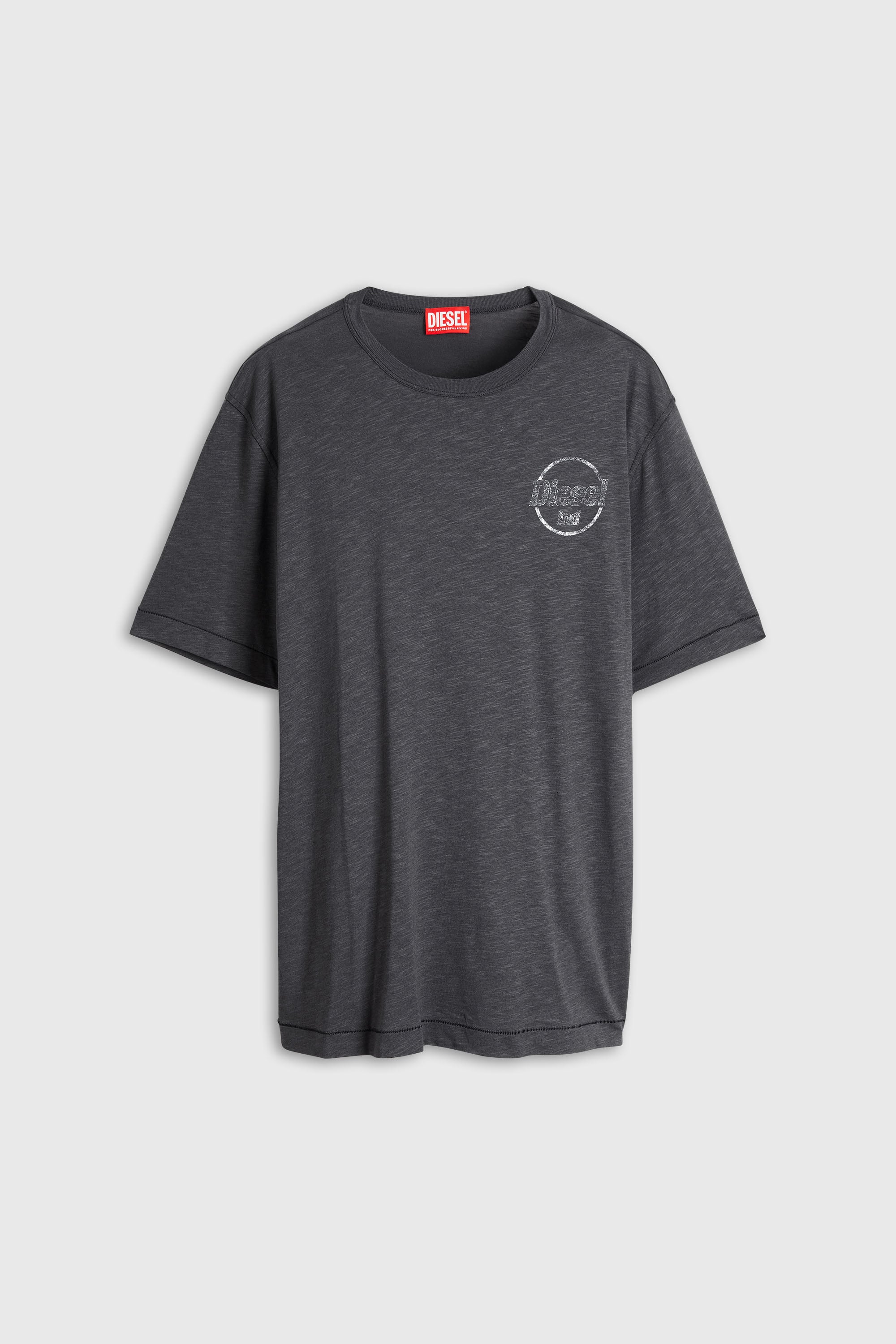 Diesel - T-ADJUST-B11, Male's T-shirt in slub jersey with crack print in Dark Grey - 2