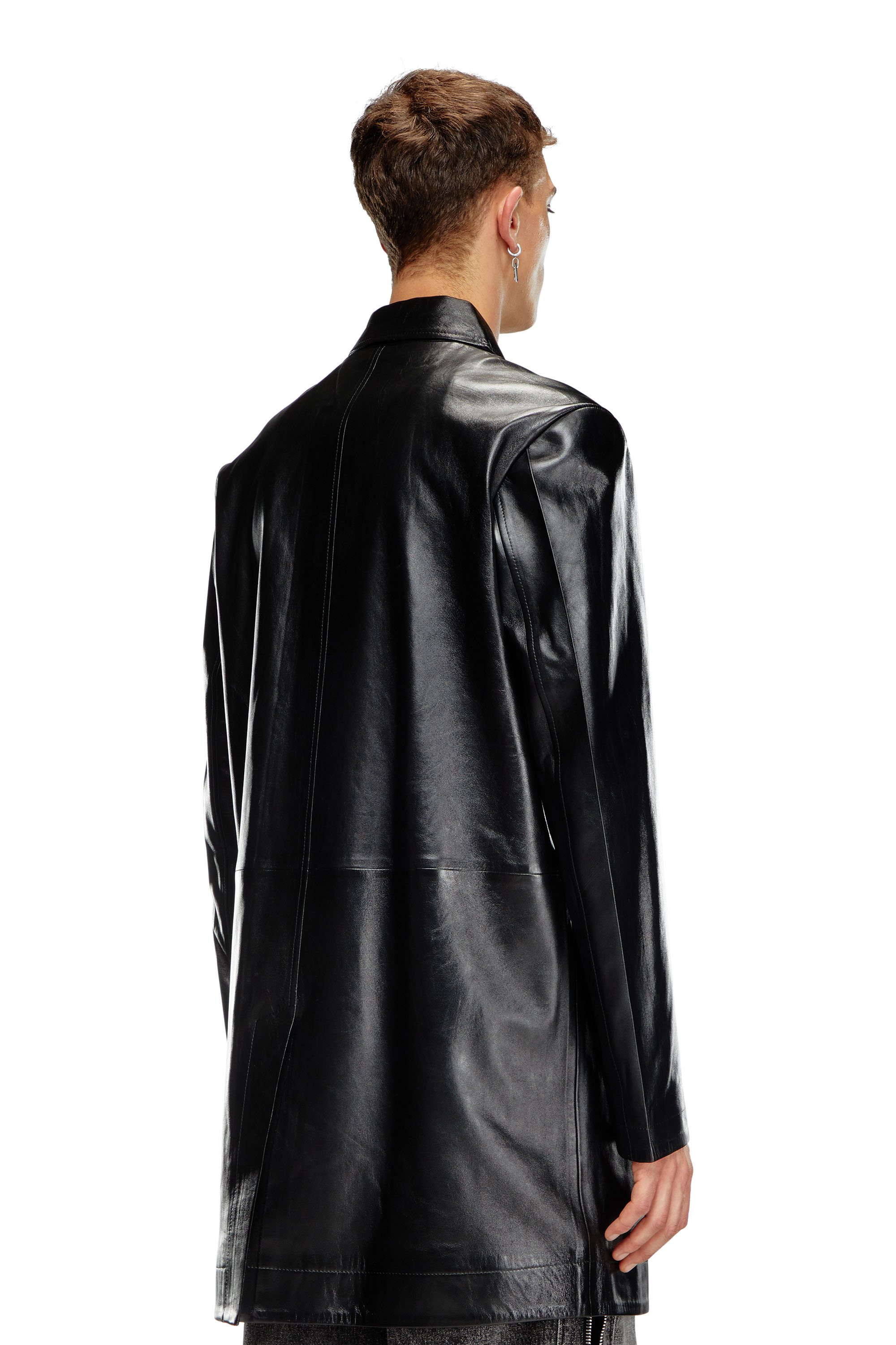 Men's Coated leather coat | Black | Diesel