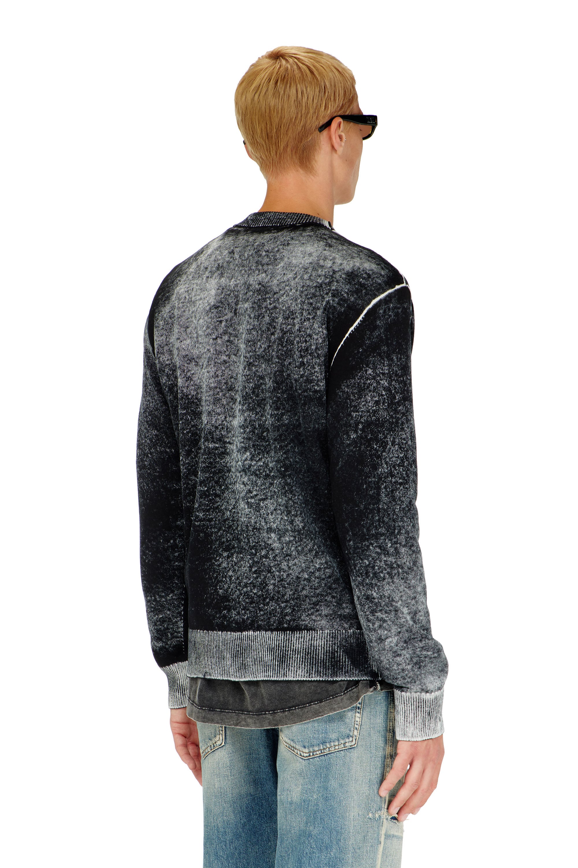 Diesel - K-LAURENT, Male's Jumper with faded reverse print in Black - 4