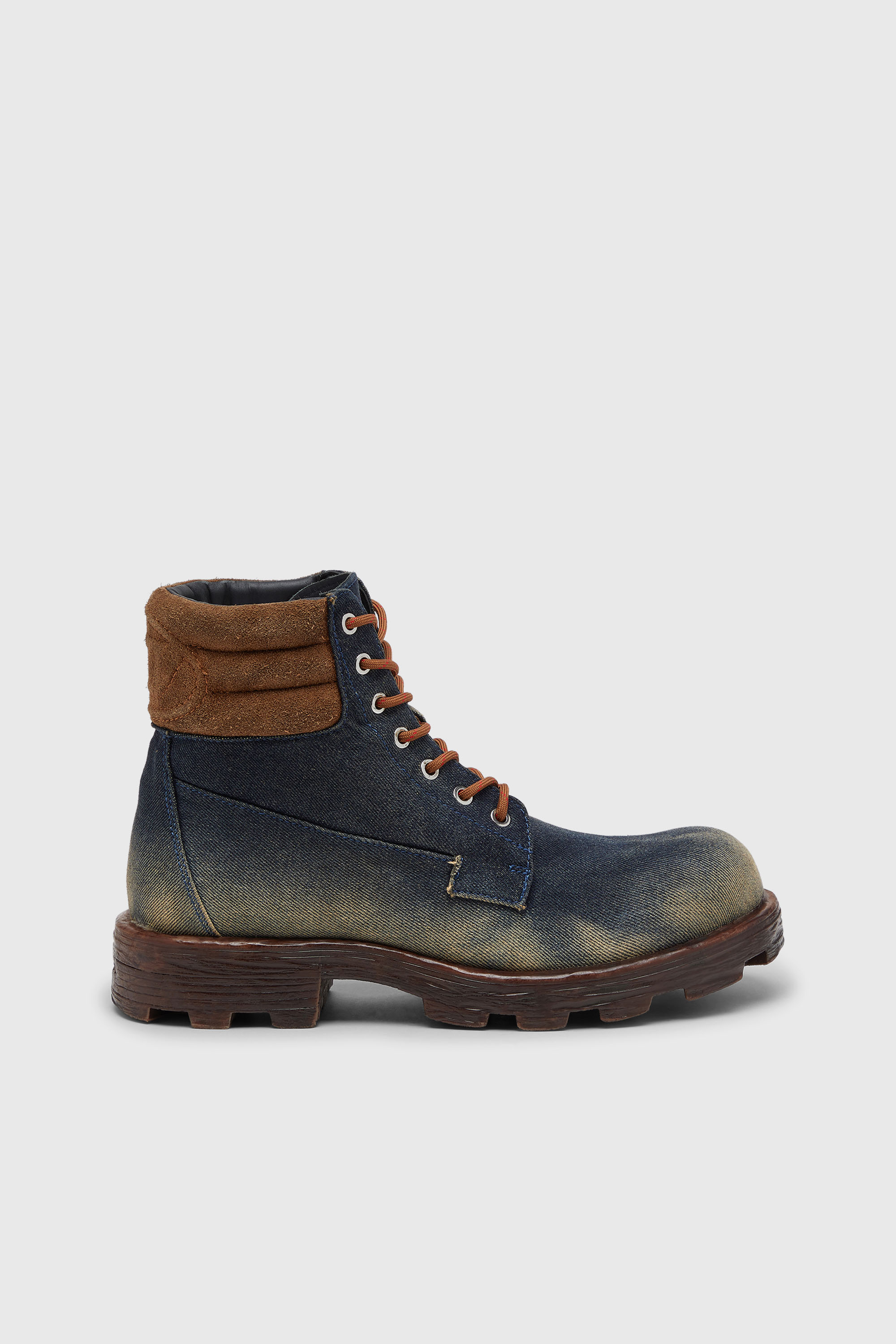 Diesel - D-HAMMER LACE UP, Male's D-Hammer-Combat boots in denim and suede in Dark Blue - 1
