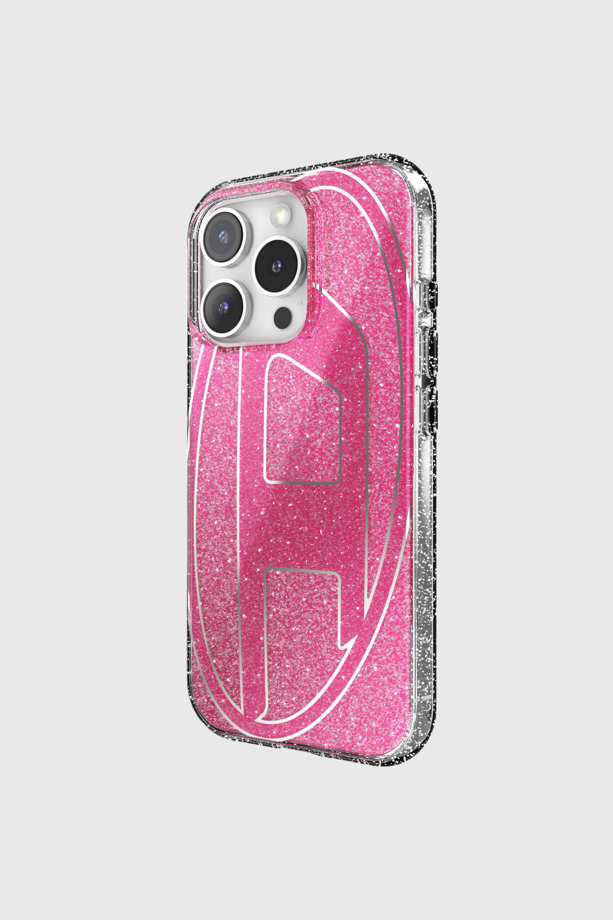 Women's Oval D Glitter Case for iP 16 Pro | Pink | Diesel {{Country}}