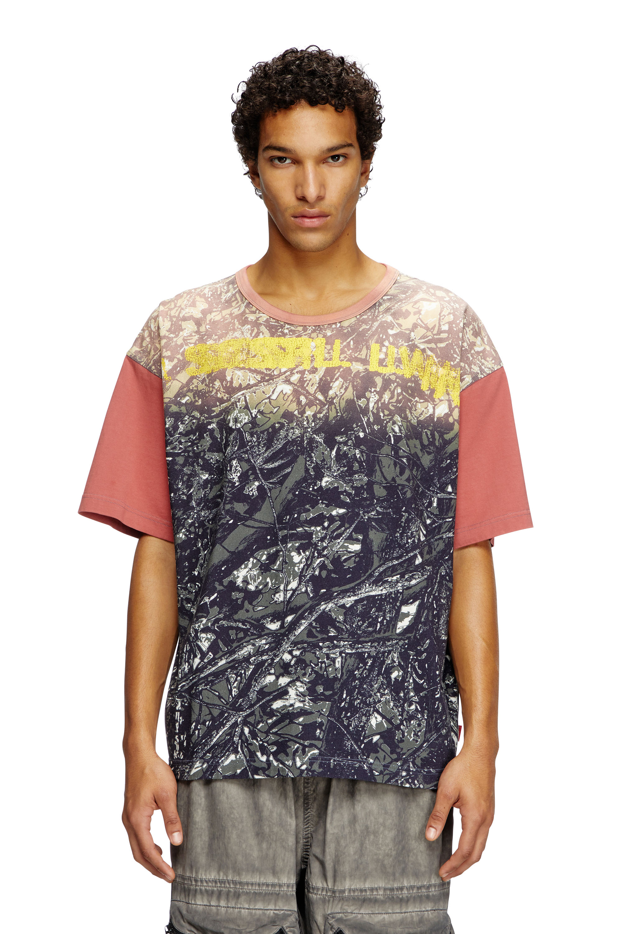 Diesel - T-BOXT-CAMOU, Male's T-shirt with glitch camo print in Black/Green - 1