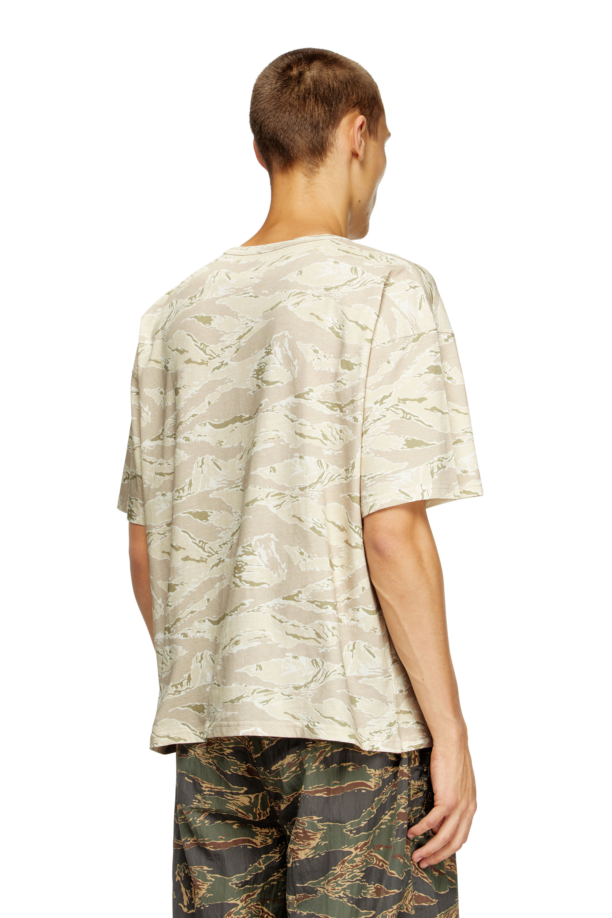 Diesel - T-BOXT-T14, Male's Camo T-shirt with eagle print in Beige - 4