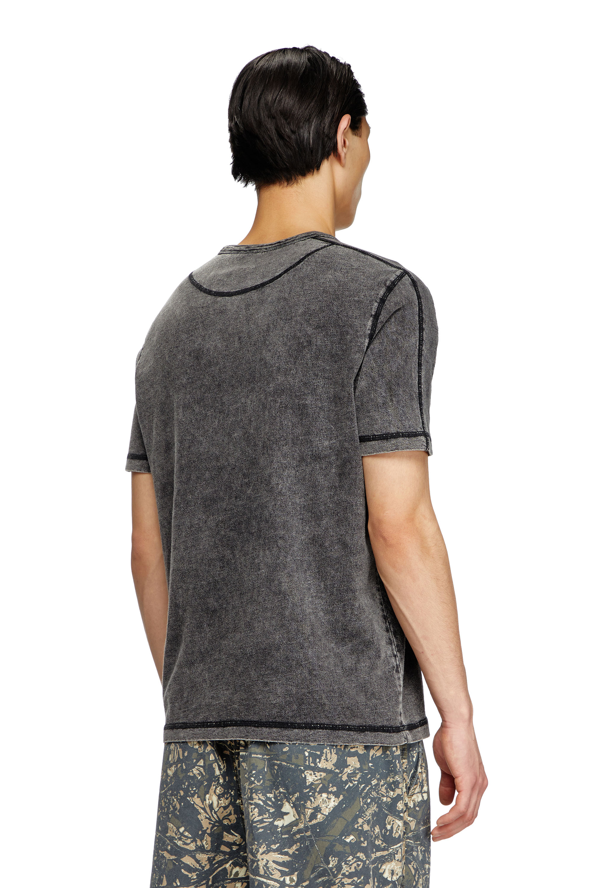 Diesel - T-ADJIND, Male's Denim-look jersey T-shirt in Black - 4